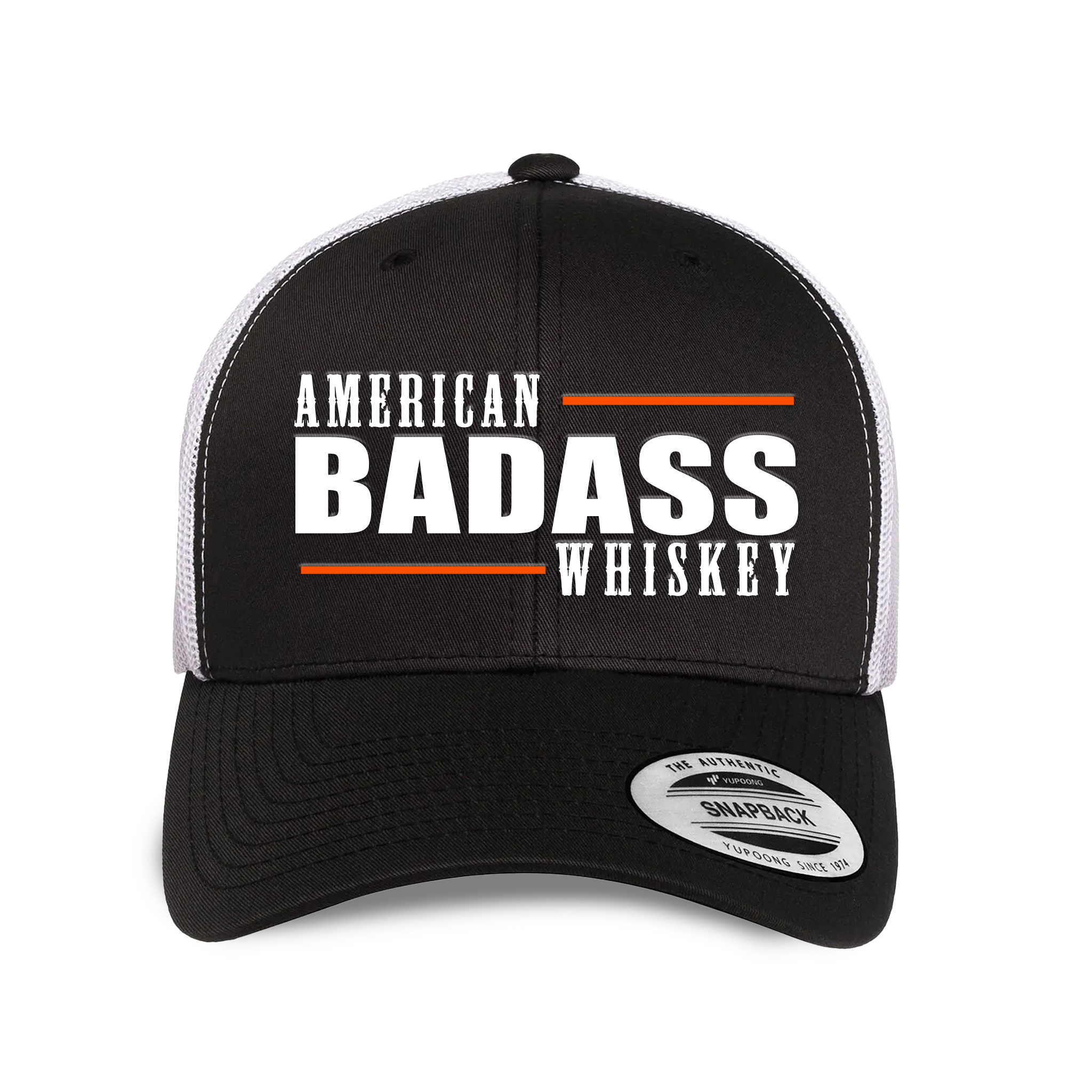 Retro Trucker Hat with 'American Badass Whiskey' Logo Design product thumbnail image Retro Trucker Hat with 'American Badass Whiskey' Logo Design product thumbnail image