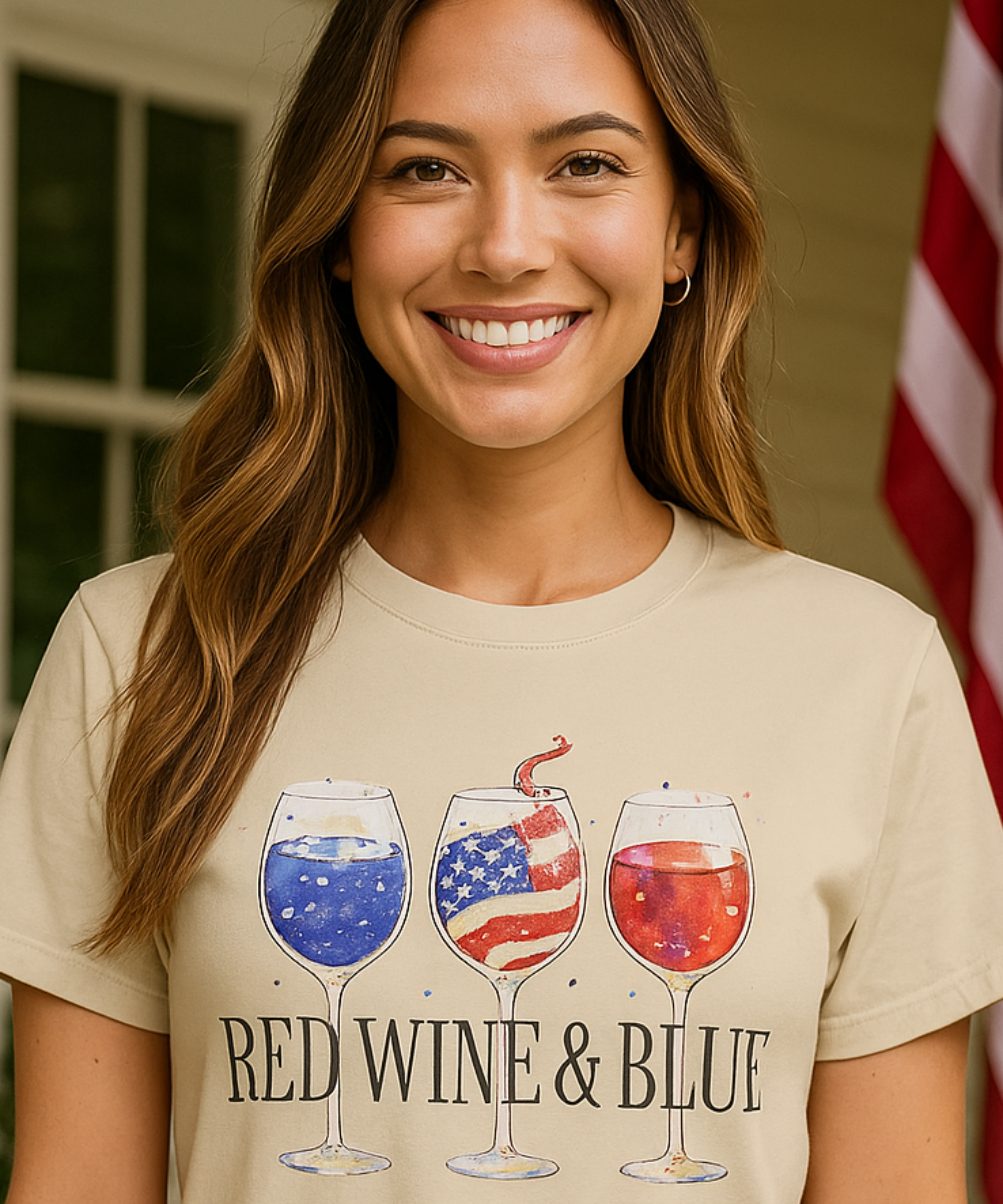 Red Wine &amp; Blue Unisex Softstyle T-Shirt for Summer Celebrations