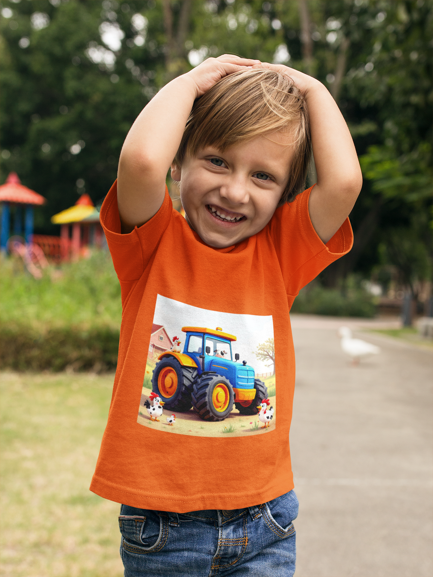 Unisex Kids Tractor Fun Farm T-Shirt for Boys and Girls, Gift for Birthdays, Everyday Play, Farm-Themed Clothing, Cute Animal Shirt product thumbnail image