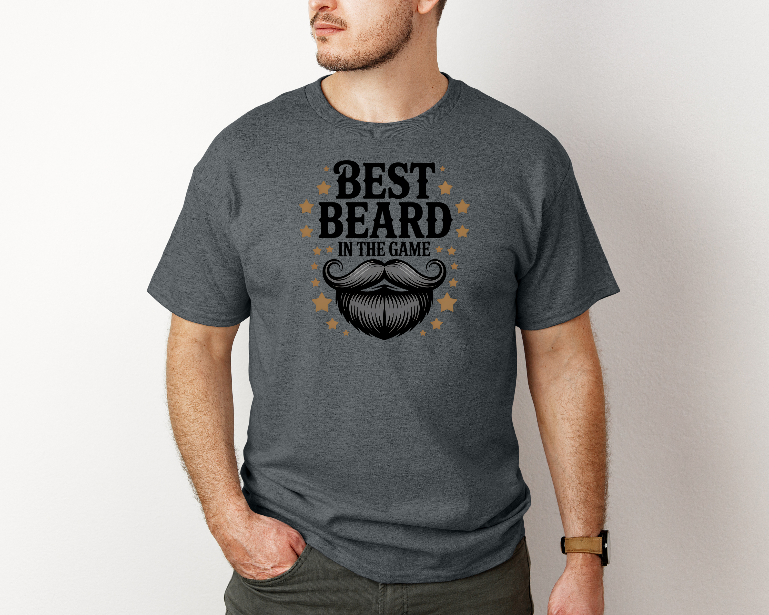 Best Beard in the Game Heavy Cotton Tee  Funny Graphic T-Shirt for Bearded Men SM to 5XL product thumbnail image