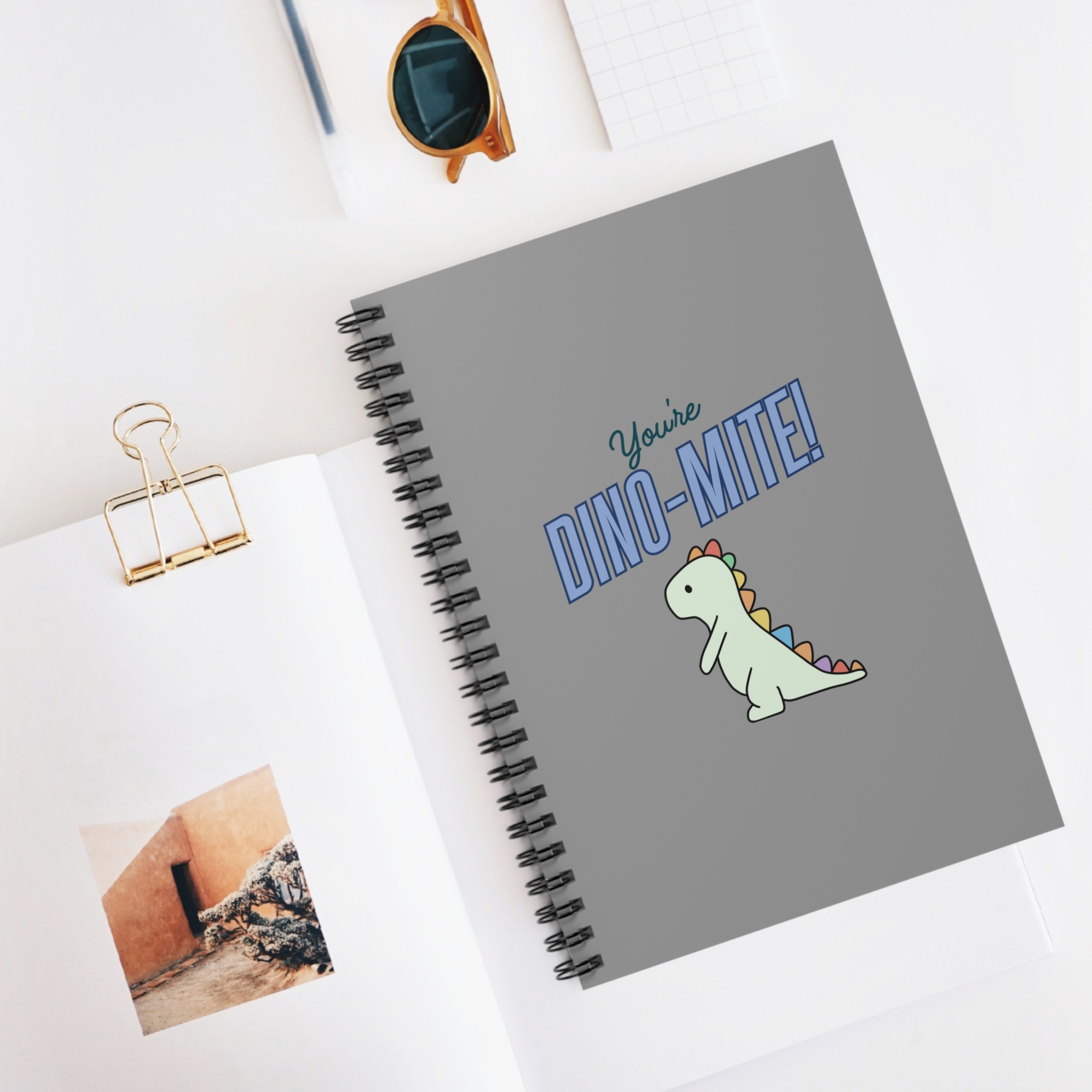 Dinosaur-Themed Spiral Notebook - You're DINO-MITE!, Cute Gift for Kids, School Supplies, Journaling, Fun Stationery product thumbnail image Dinosaur-Themed Spiral Notebook - You're DINO-MITE!, Cute Gift for Kids, School Supplies, Journaling, Fun Stationery product thumbnail image
