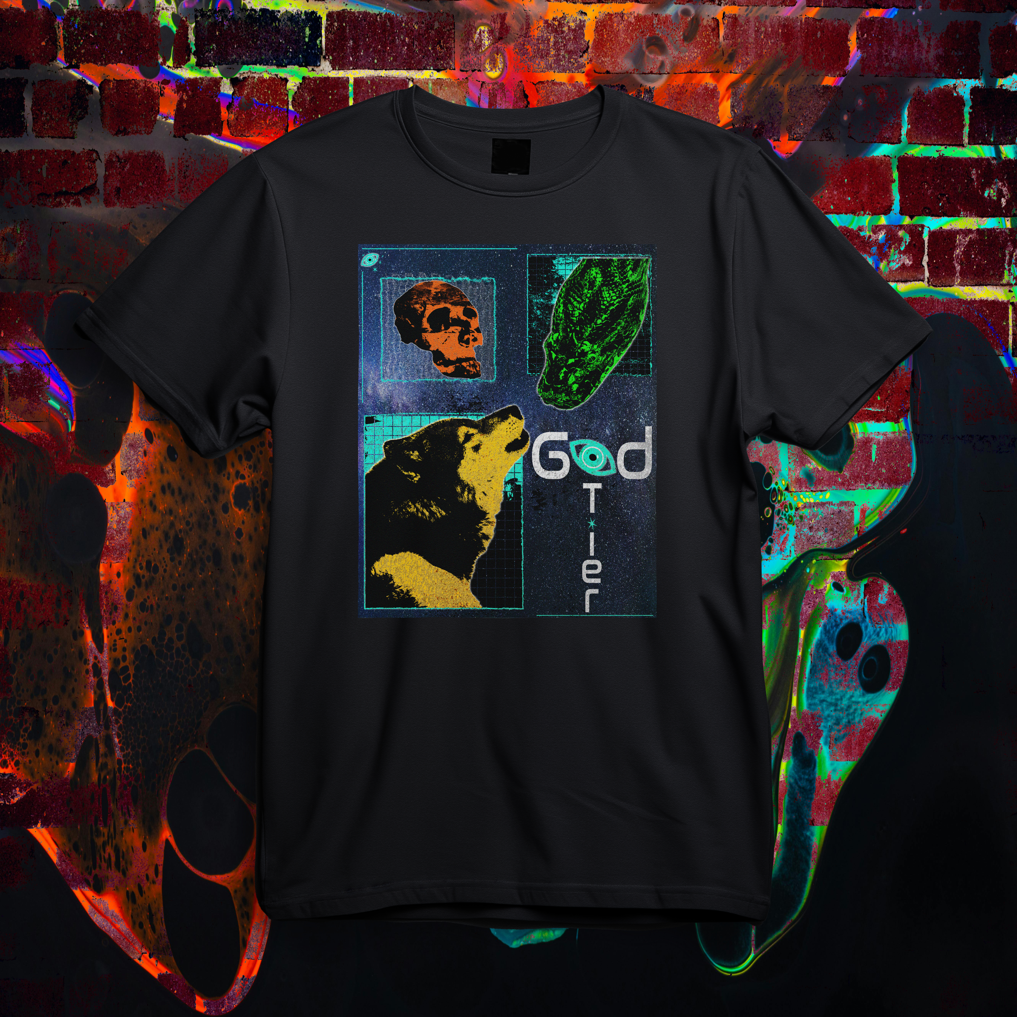 GodTier The Wolf and Serpent Brutalist Space-Unisex Garment-Dyed T-shirt