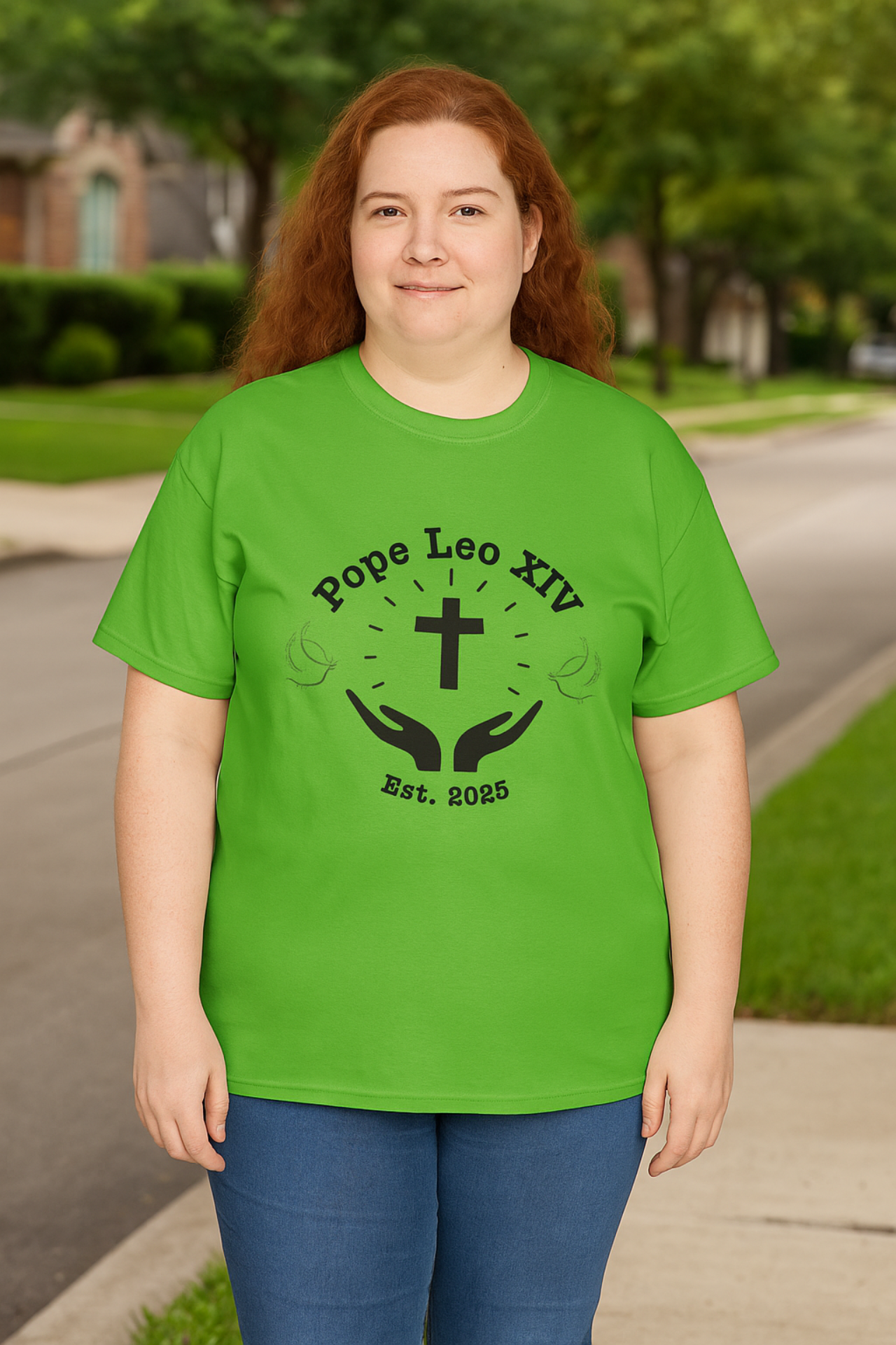 Pope Leo XIV Unisex Heavy Cotton Tee Religious T Shirt Faith Based Apparel Gift for Spiritual Occasions Comfortable Everyday Wear