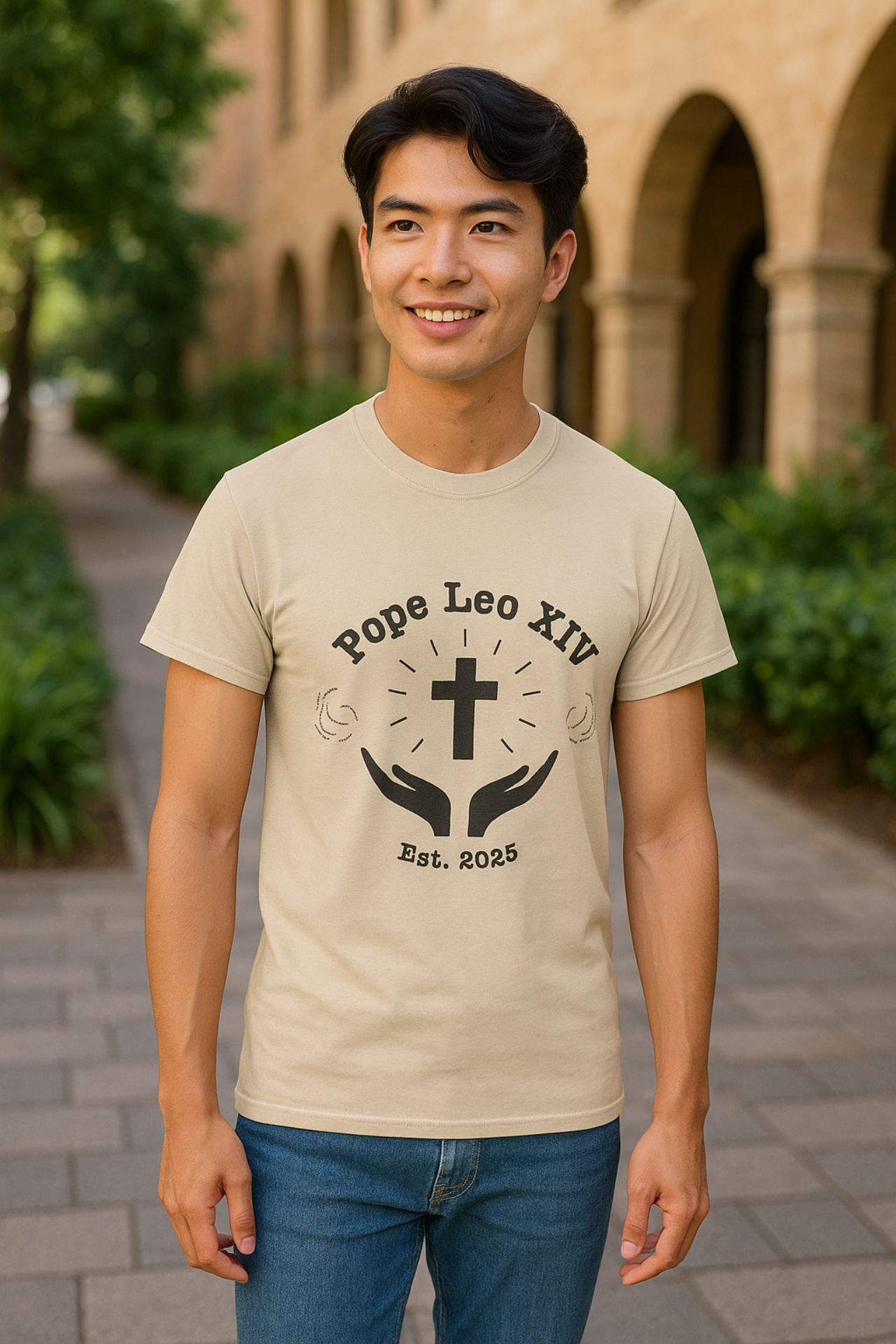 Pope Leo XIV Unisex Heavy Cotton Tee Religious T Shirt Faith Based Apparel Gift for Spiritual Occasions Comfortable Everyday Wear product thumbnail image Pope Leo XIV Unisex Heavy Cotton Tee Religious T Shirt Faith Based Apparel Gift for Spiritual Occasions Comfortable Everyday Wear product thumbnail image