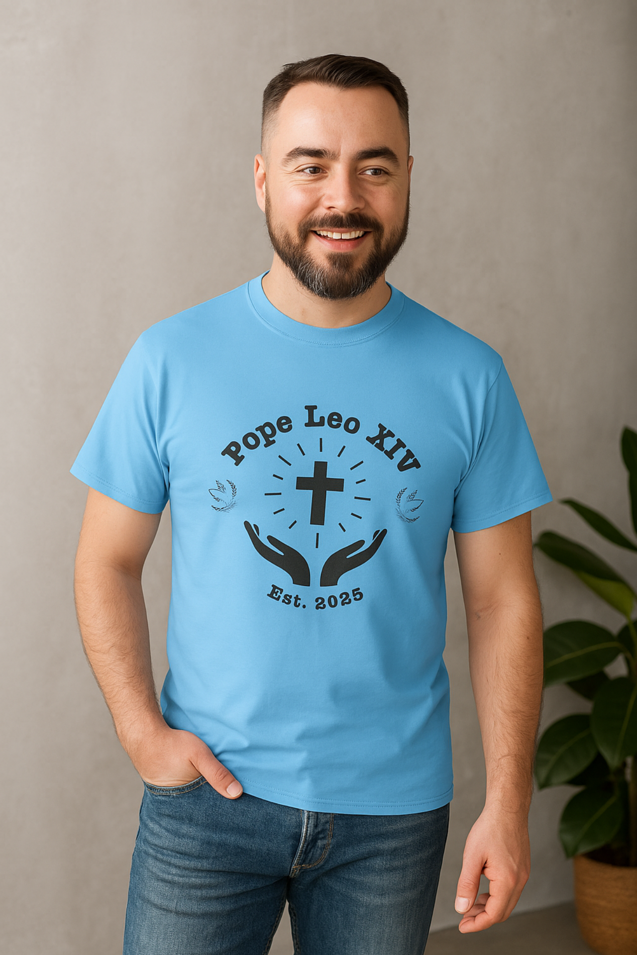 Pope Leo XIV Unisex Heavy Cotton Tee Religious T Shirt Faith Based Apparel Gift for Spiritual Occasions Comfortable Everyday Wear product thumbnail image Pope Leo XIV Unisex Heavy Cotton Tee Religious T Shirt Faith Based Apparel Gift for Spiritual Occasions Comfortable Everyday Wear product thumbnail image