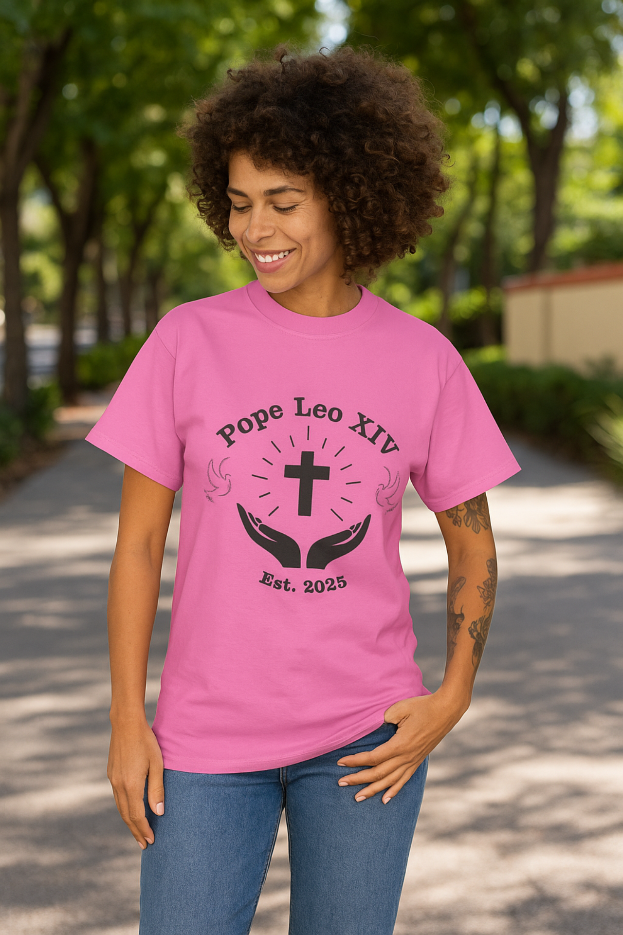 Pope Leo XIV Unisex Heavy Cotton Tee Religious T Shirt Faith Based Apparel Gift for Spiritual Occasions Comfortable Everyday Wear product thumbnail image Pope Leo XIV Unisex Heavy Cotton Tee Religious T Shirt Faith Based Apparel Gift for Spiritual Occasions Comfortable Everyday Wear product thumbnail image