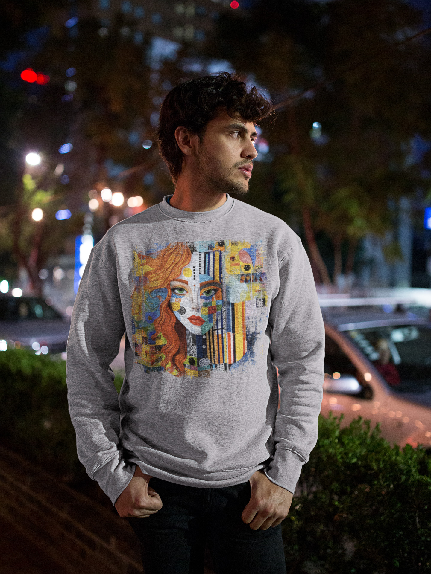 “Pixel Muse” – Abstract Pop Art Vibrant Colorful Crewneck Sweatshirt | Unisex Fashion product thumbnail image