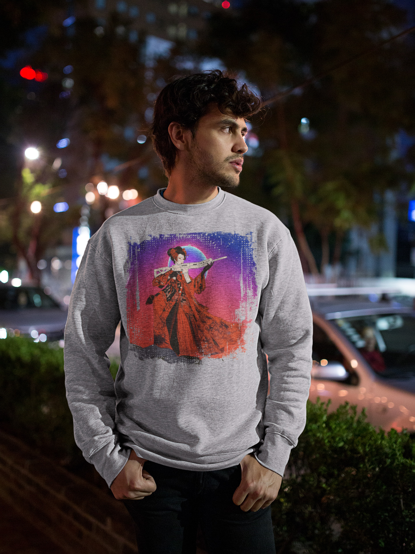 “Red Reign” – Cyber Samurai Geisha Warrior Sweatshirt, Cozy Crewneck for Trendsetters, Unique Gift for Sci-Fi Lovers, Stylish Casual Wear product thumbnail image “Red Reign” – Cyber Samurai Geisha Warrior Sweatshirt, Cozy Crewneck for Trendsetters, Unique Gift for Sci-Fi Lovers, Stylish Casual Wear product thumbnail image