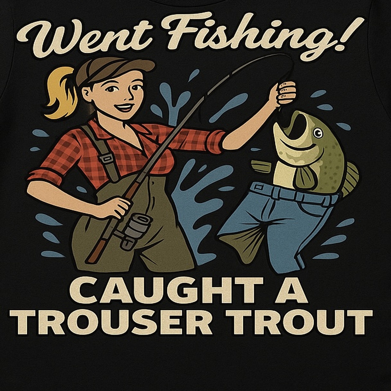 Went Fishing – Caught a Trouser Trout Funny Graphic Tee product thumbnail image