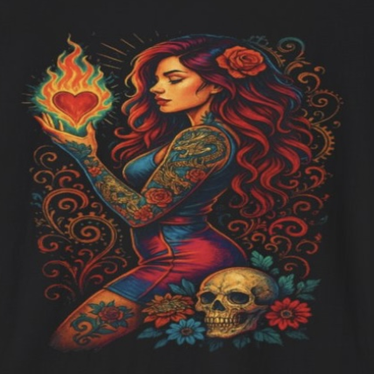 Heart of Fire – Tattooed Muse Gothic Art Tee product thumbnail image