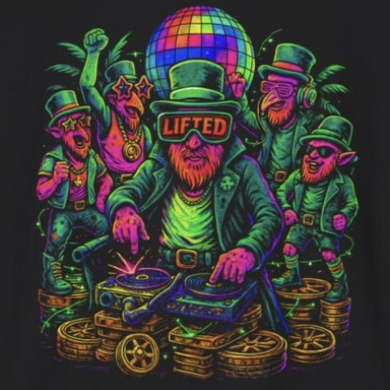 Custom Rave Graphic T‑Shirt Unisex 2025 EDM Festival Neon Streetwear Tee product thumbnail image
