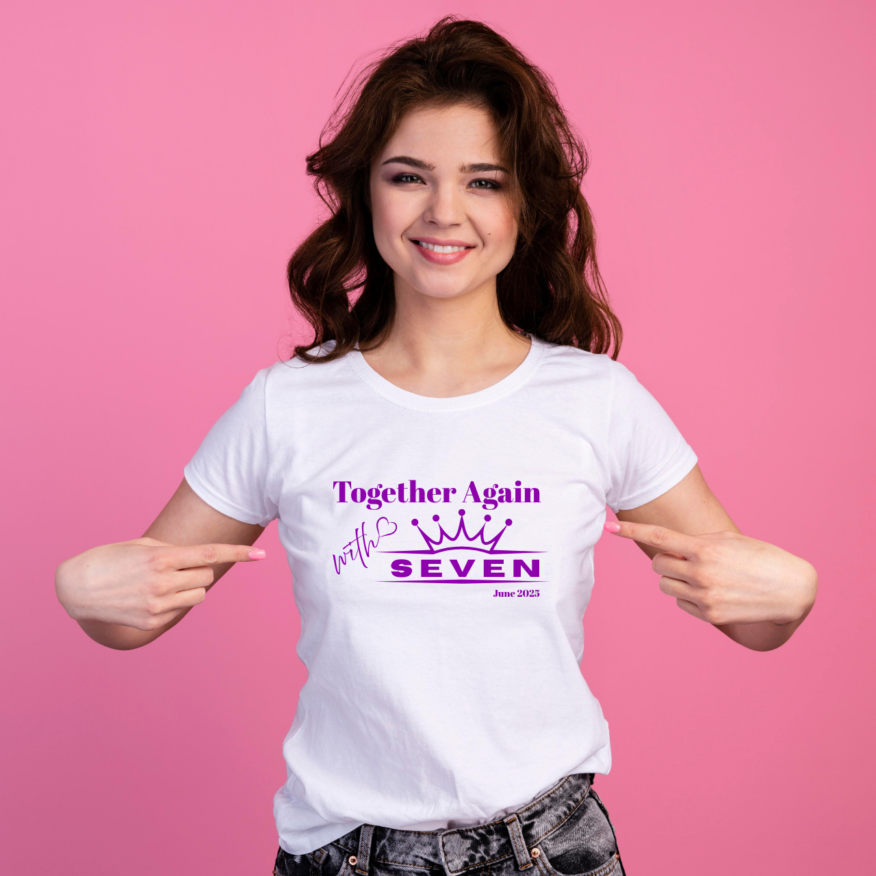 Graphic Tee - Together Again with SEVEN - ARMY Fun Casual Top Graphic Tee - Together Again with SEVEN - ARMY Fun Casual Top