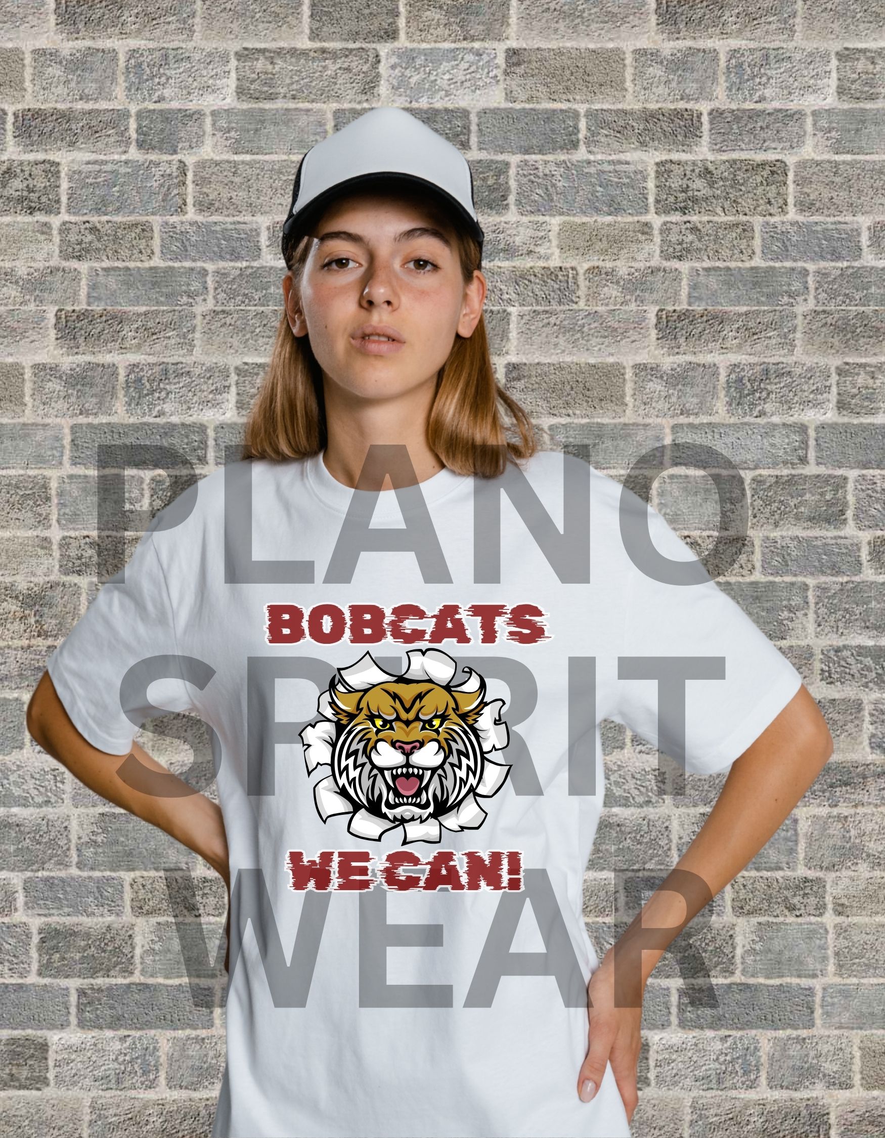 Memorial Bobcats - WE CAN! Plano School Spirit Wear Kids Tee 