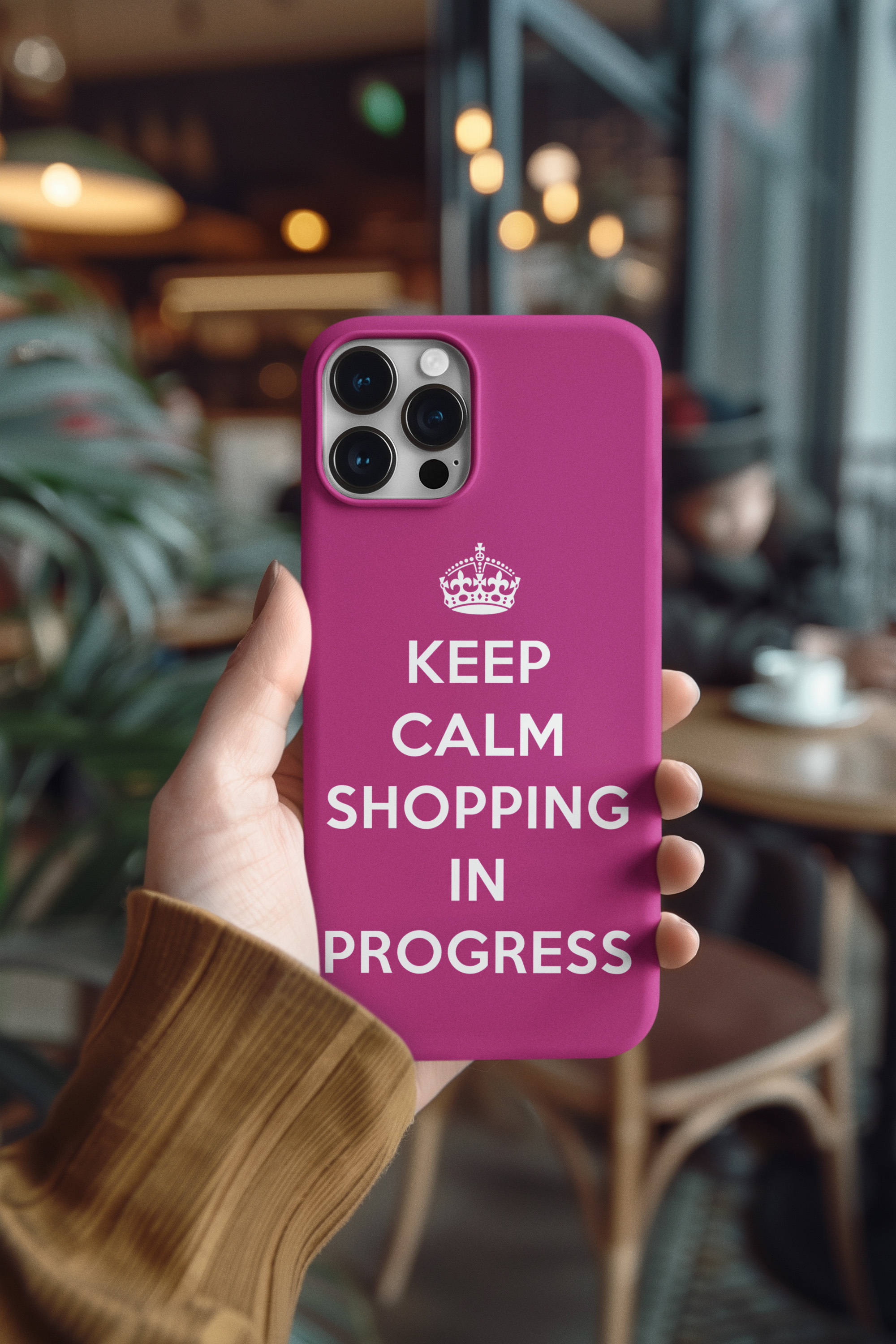 Keep Calm Shopping Phone Case, Fun Tough Phone Case, Cute Gift for Shoppers, Pink Phone Case, Shopping Enthusiast Accessory product thumbnail image