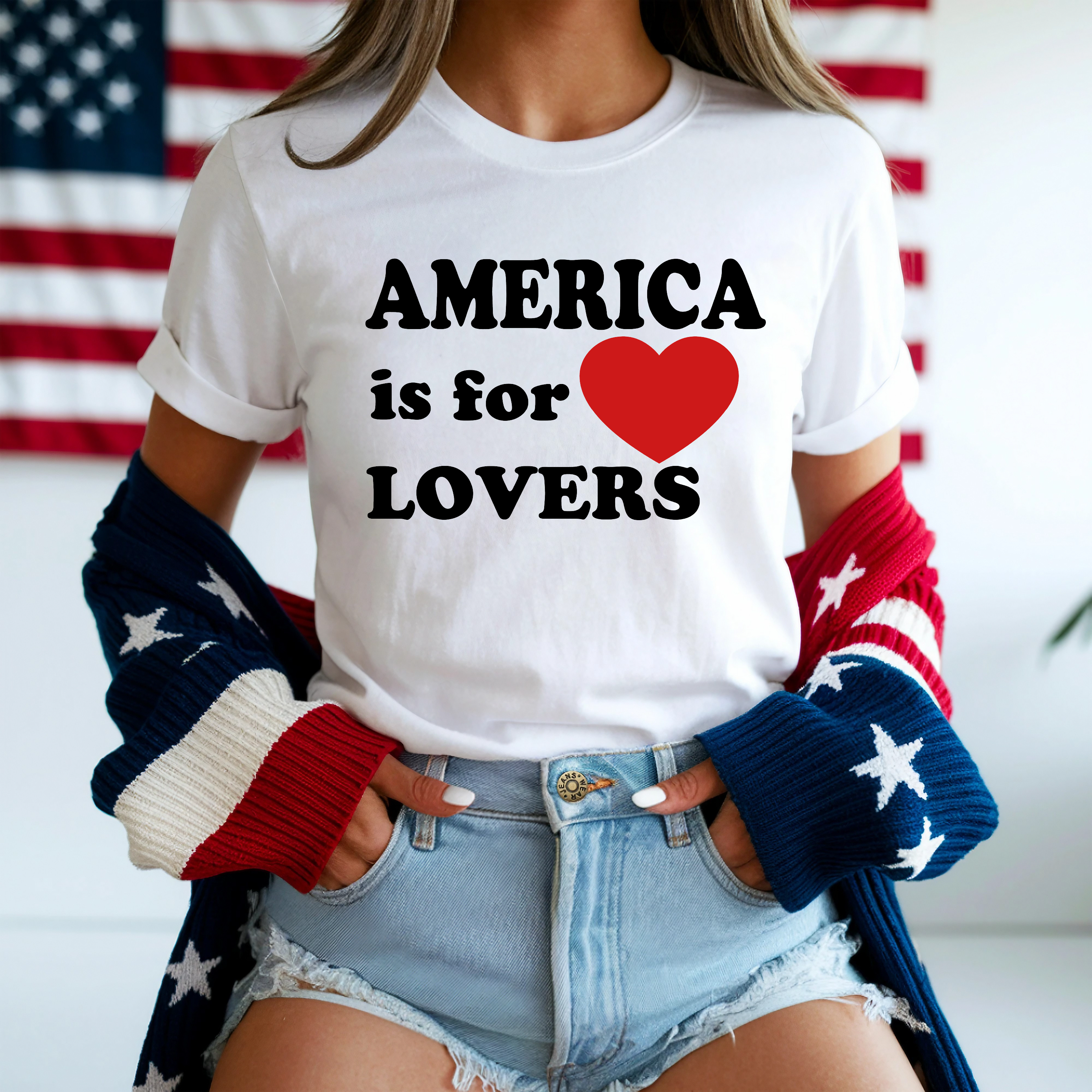 "America Is For Lover's," Unisex Softstyle Tee, Patriotic, Everyday American Apparel, Fourth of July, American Pride  product thumbnail image "America Is For Lover's," Unisex Softstyle Tee, Patriotic, Everyday American Apparel, Fourth of July, American Pride  product thumbnail image