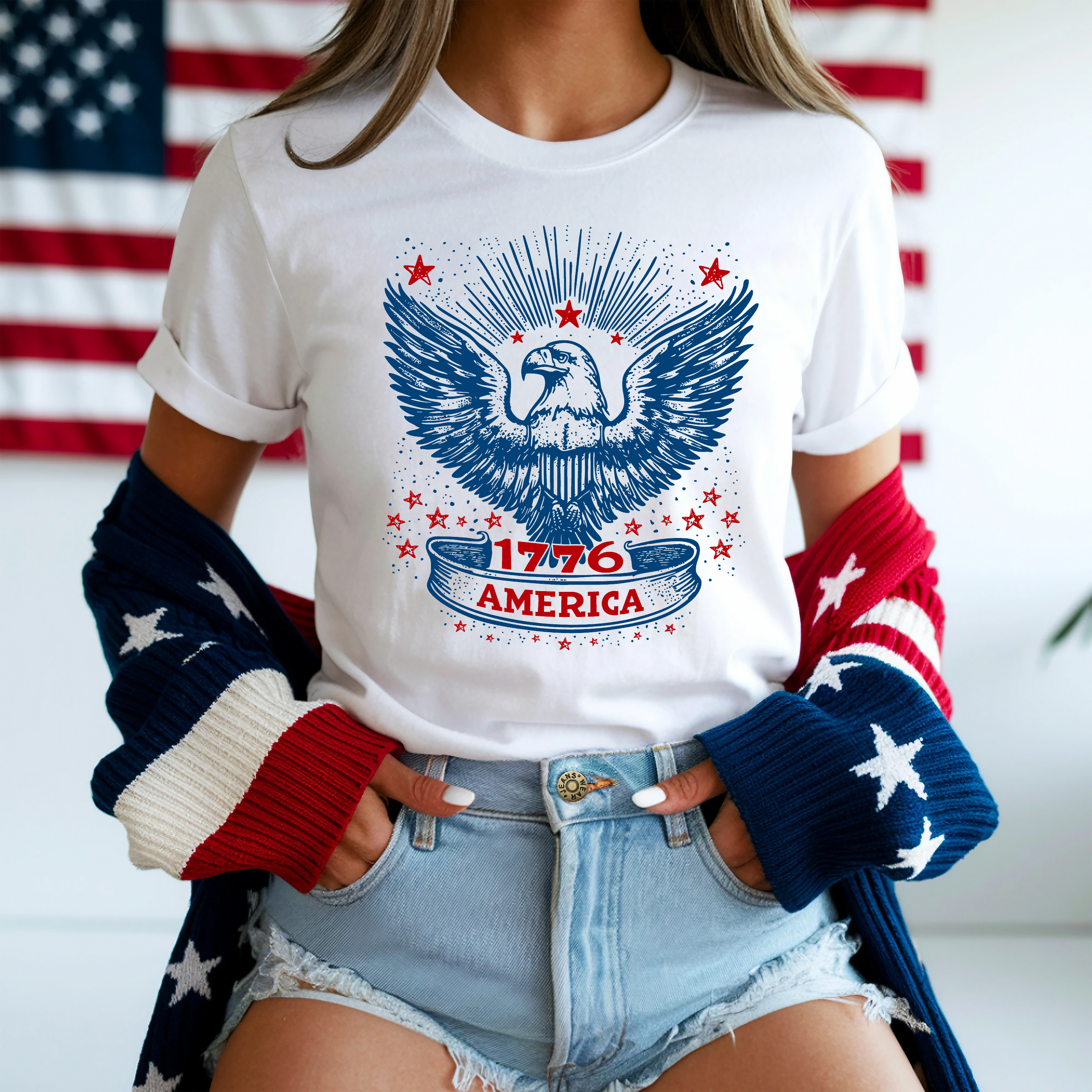 "America 1776 Eagle," Unisex Softstyle Tee, 4th of July, Independence Day Tee, American Spirit product thumbnail image "America 1776 Eagle," Unisex Softstyle Tee, 4th of July, Independence Day Tee, American Spirit product thumbnail image