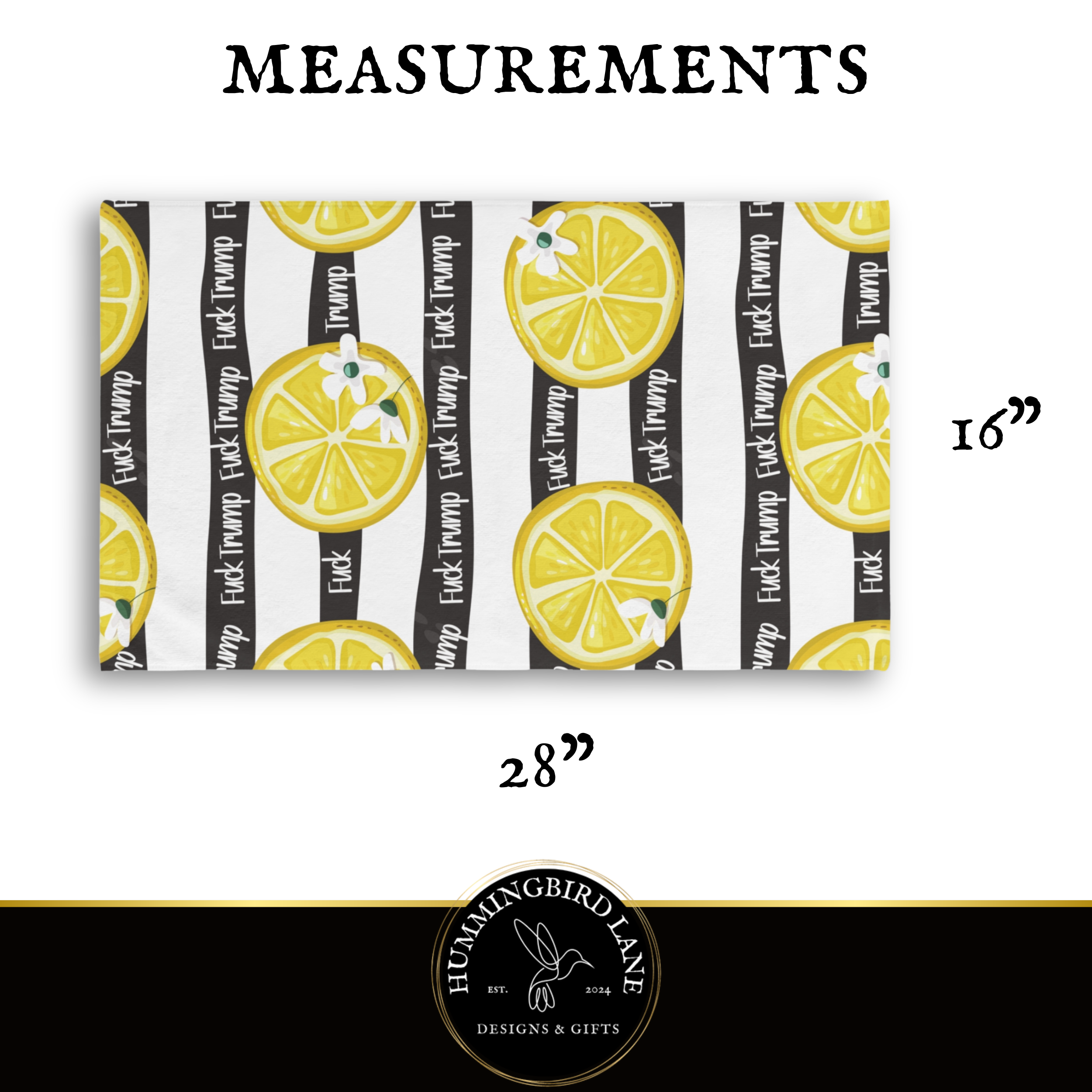 Subtle Fuck Trump Lemon Stripe Hand Towel, Bathroom Guest Towel, Funny Host/Hostess Gift Idea, Anti-MAGA Resistance Decor product thumbnail image Subtle Fuck Trump Lemon Stripe Hand Towel, Bathroom Guest Towel, Funny Host/Hostess Gift Idea, Anti-MAGA Resistance Decor product thumbnail image