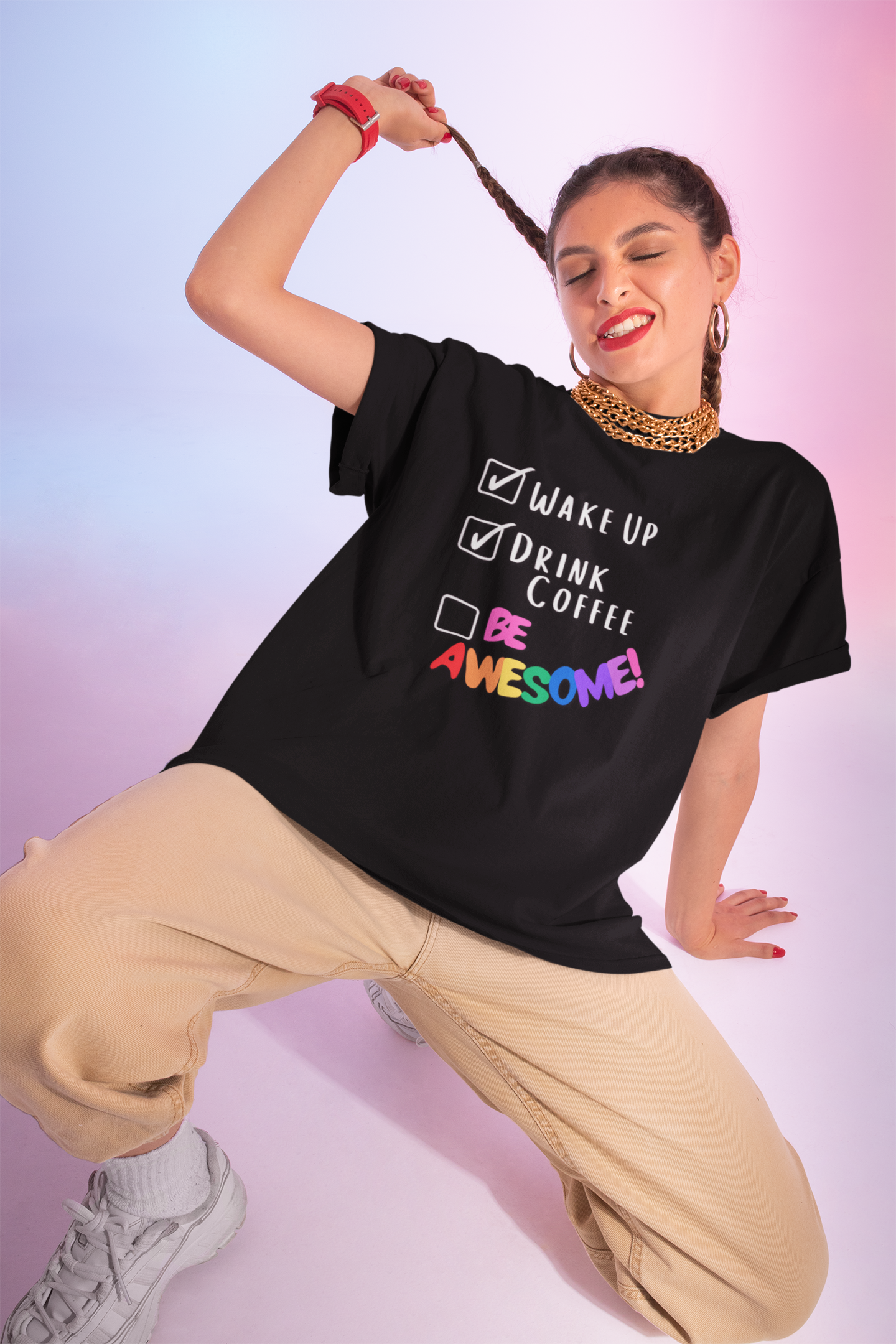 To Do List Coffee Graphic Tee, Wake Up Be Awesome Shirt, Upbeat Everyday Wear Top, Inspirational Tshirt, Unisex Softstyle T-Shirt product thumbnail image To Do List Coffee Graphic Tee, Wake Up Be Awesome Shirt, Upbeat Everyday Wear Top, Inspirational Tshirt, Unisex Softstyle T-Shirt product thumbnail image