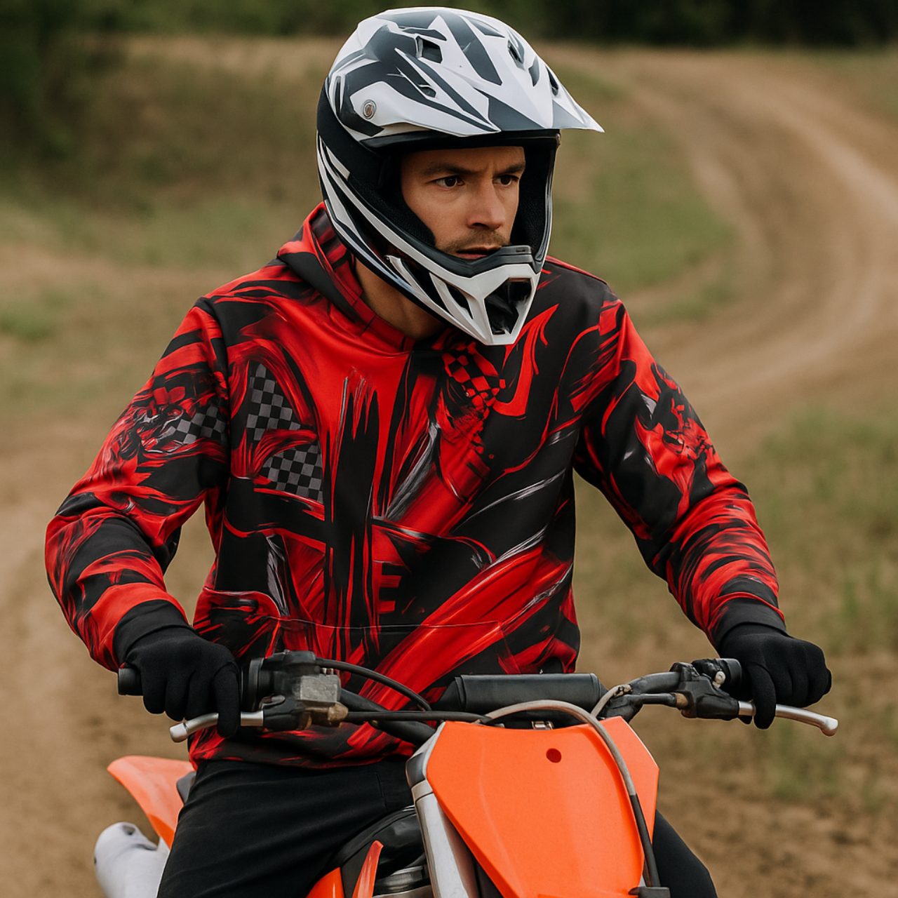 Men's Sports Warmup Hoodie - Red/Black/White  Men's Sports Warmup Hoodie - Red/Black/White