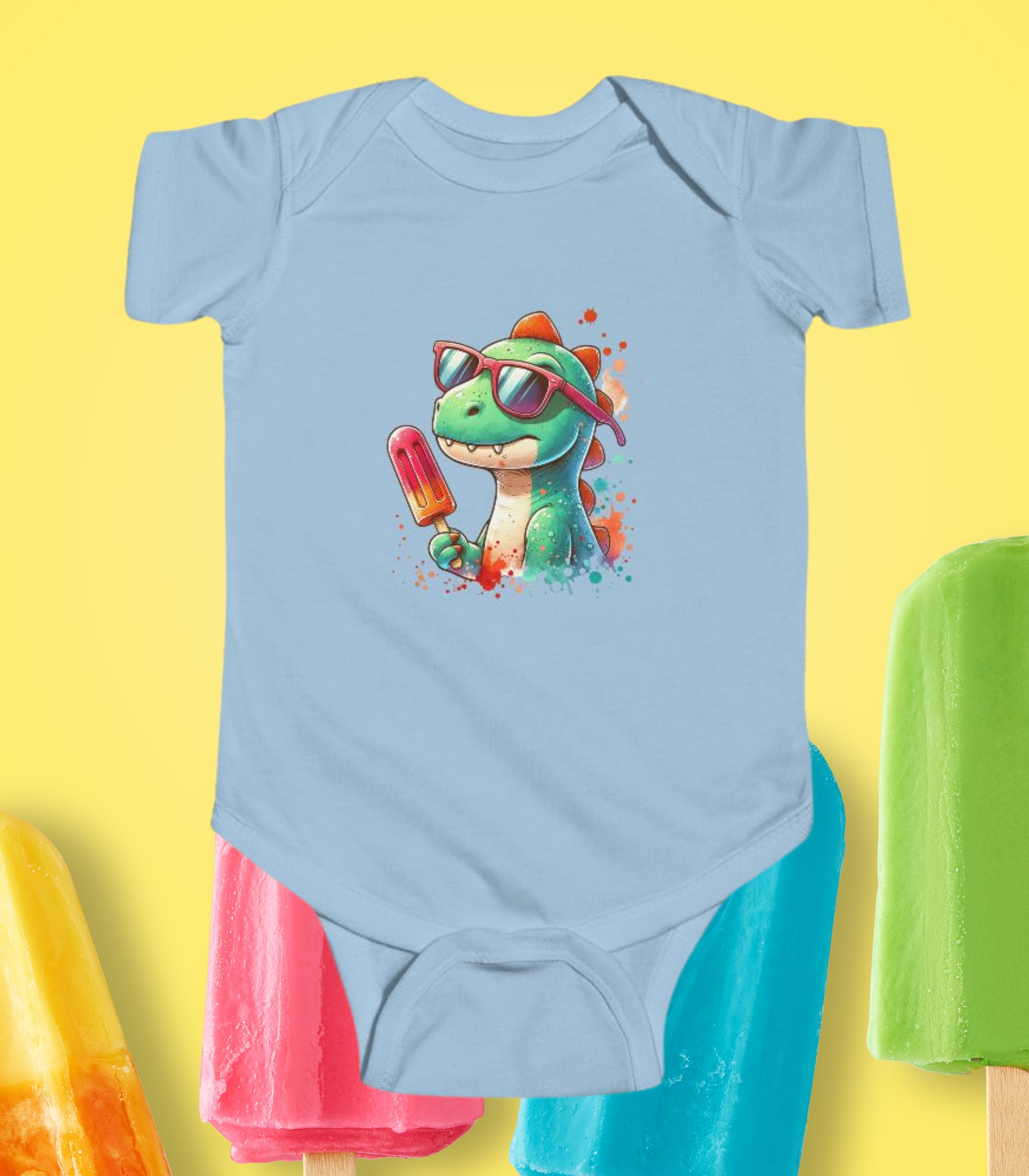 Cool Dinosaur Ice Cream Bodysuit, Infant Animal Tee, Baby Shower Gift, Cute Summer Outfit, Toddler Funwear, Babies 1st Birthday