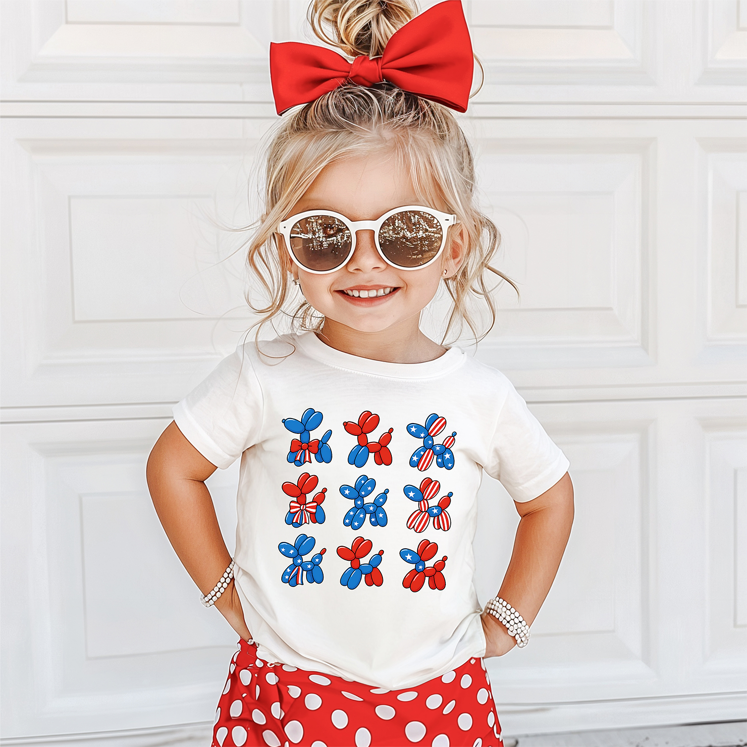 Toddler "Balloon Dogs" Tee, 4th of July, Patriotic, Festive, Kids Apparel product thumbnail image Toddler "Balloon Dogs" Tee, 4th of July, Patriotic, Festive, Kids Apparel product thumbnail image