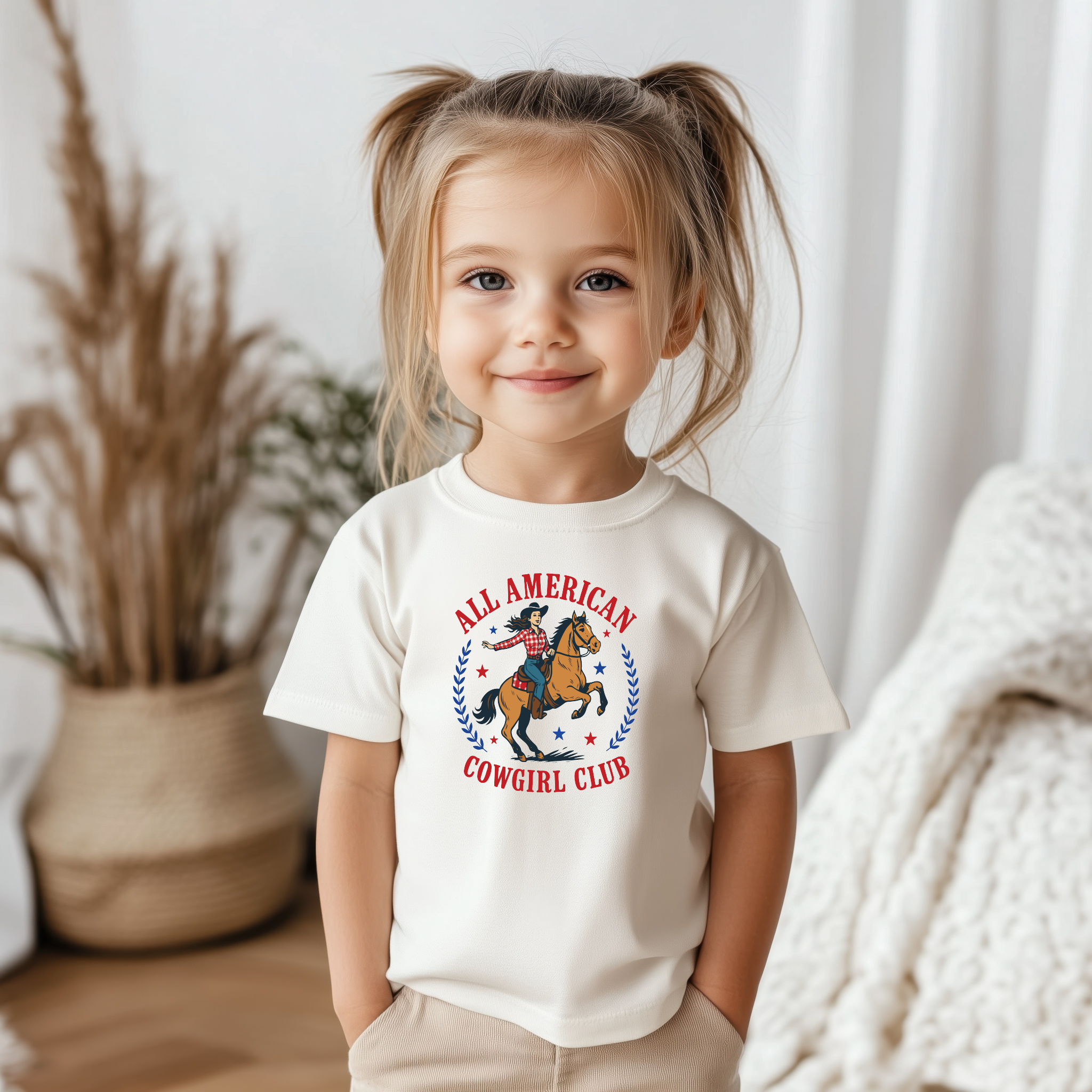 Toddler "All American Cowgirl" Tee, Cowgirl, American Spirit, Fourth of July, Patriotic Apparel product thumbnail image Toddler "All American Cowgirl" Tee, Cowgirl, American Spirit, Fourth of July, Patriotic Apparel product thumbnail image
