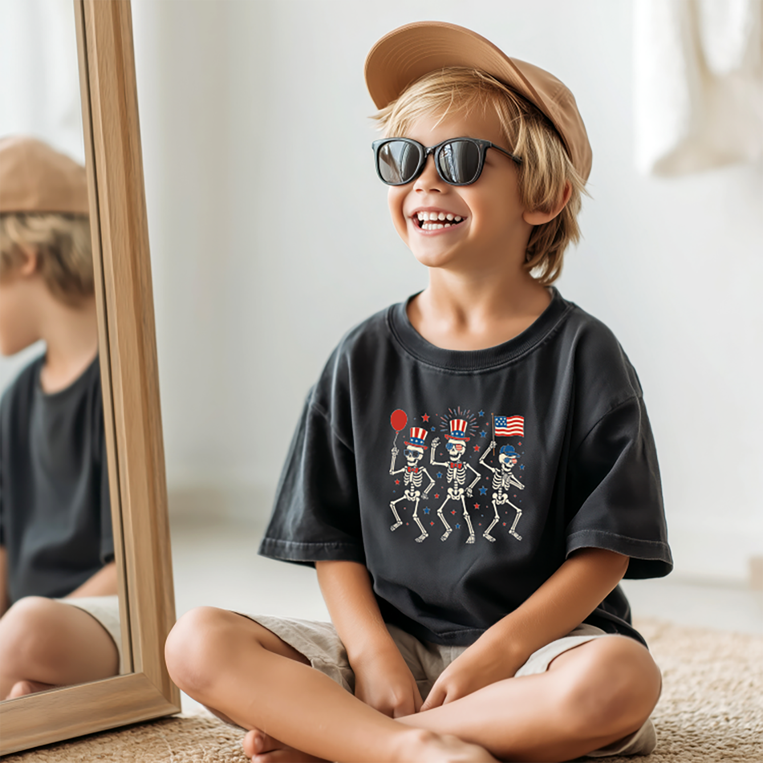 Toddler "Skeleton American Celebration" Tee, Independence Day Tee, 4th of July, Patriotic Toddler "Skeleton American Celebration" Tee, Independence Day Tee, 4th of July, Patriotic