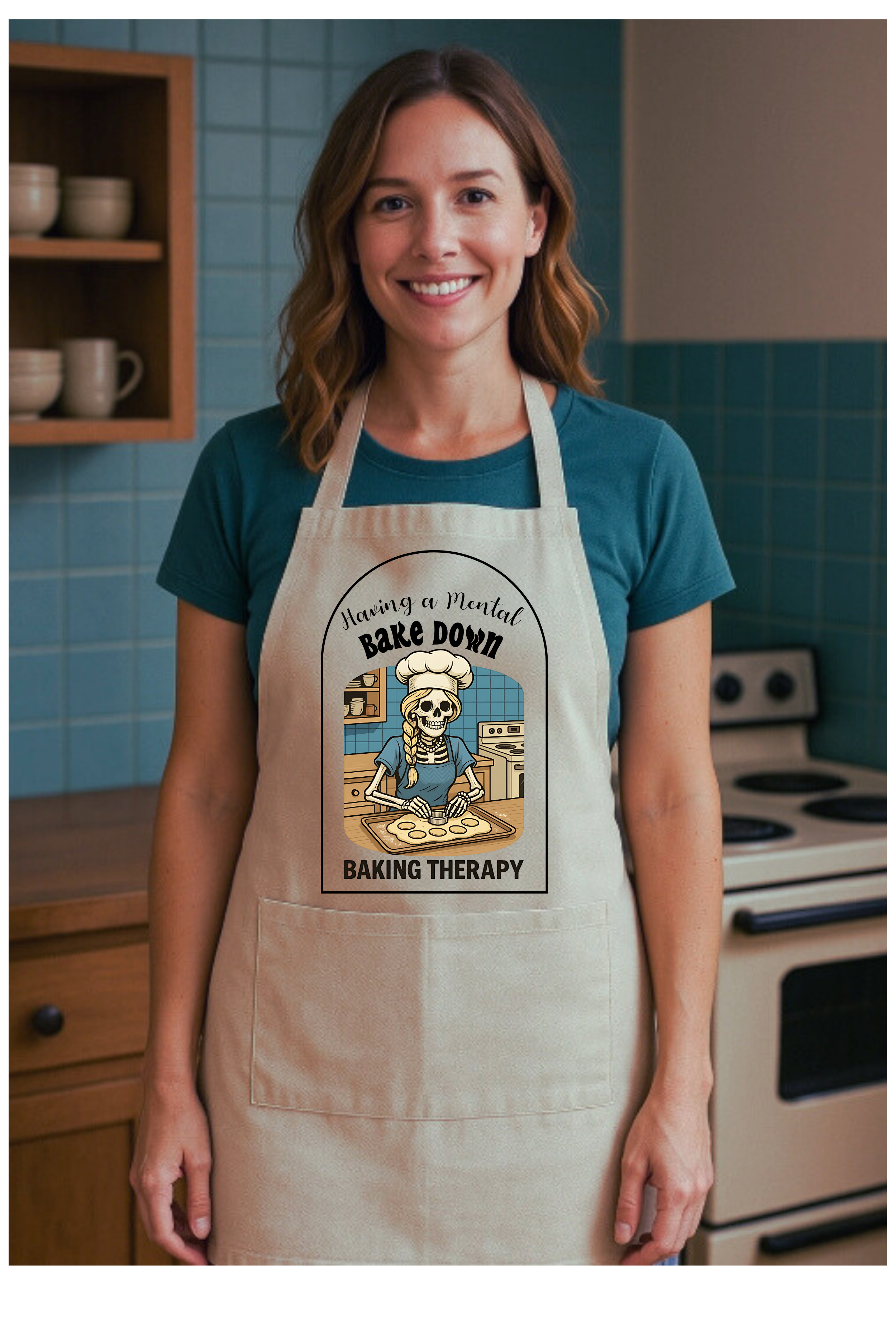 Baking Therapy Apron, Fun Cooking Gift, Kitchen Accessory, Unique Chef Apron, Foodie Gift, Baking Gift, Halloween Apron product thumbnail image