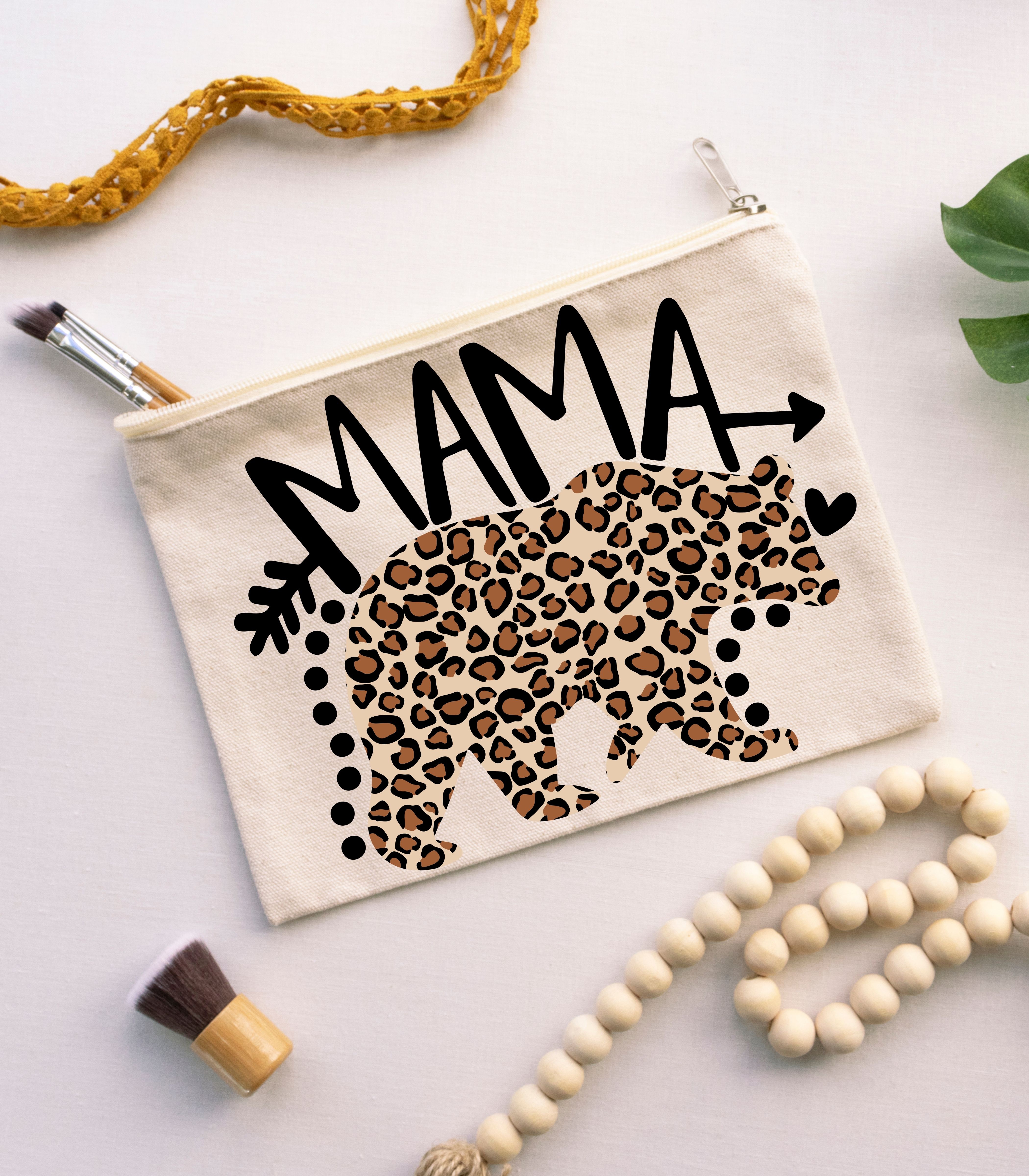 Mama Bear Accessory Pouch - Stylish Leopard Print for Moms