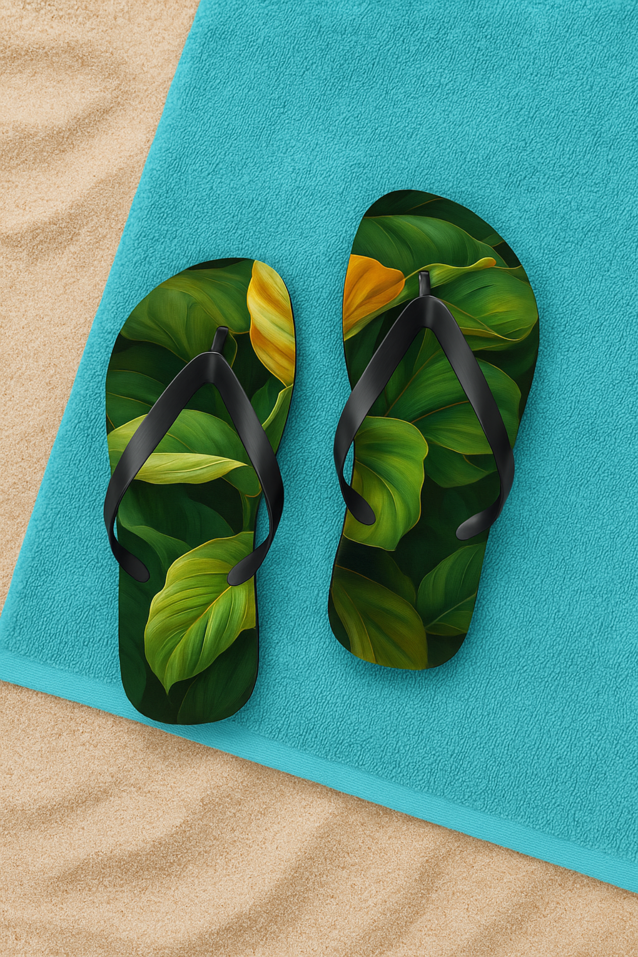 Tropical Forest Plant Flip Flops Botanical Leaf Design Sandals Jungle Vibe Footwear Unisex Beach Flip Flops for Summer or Vacation Gift product thumbnail image