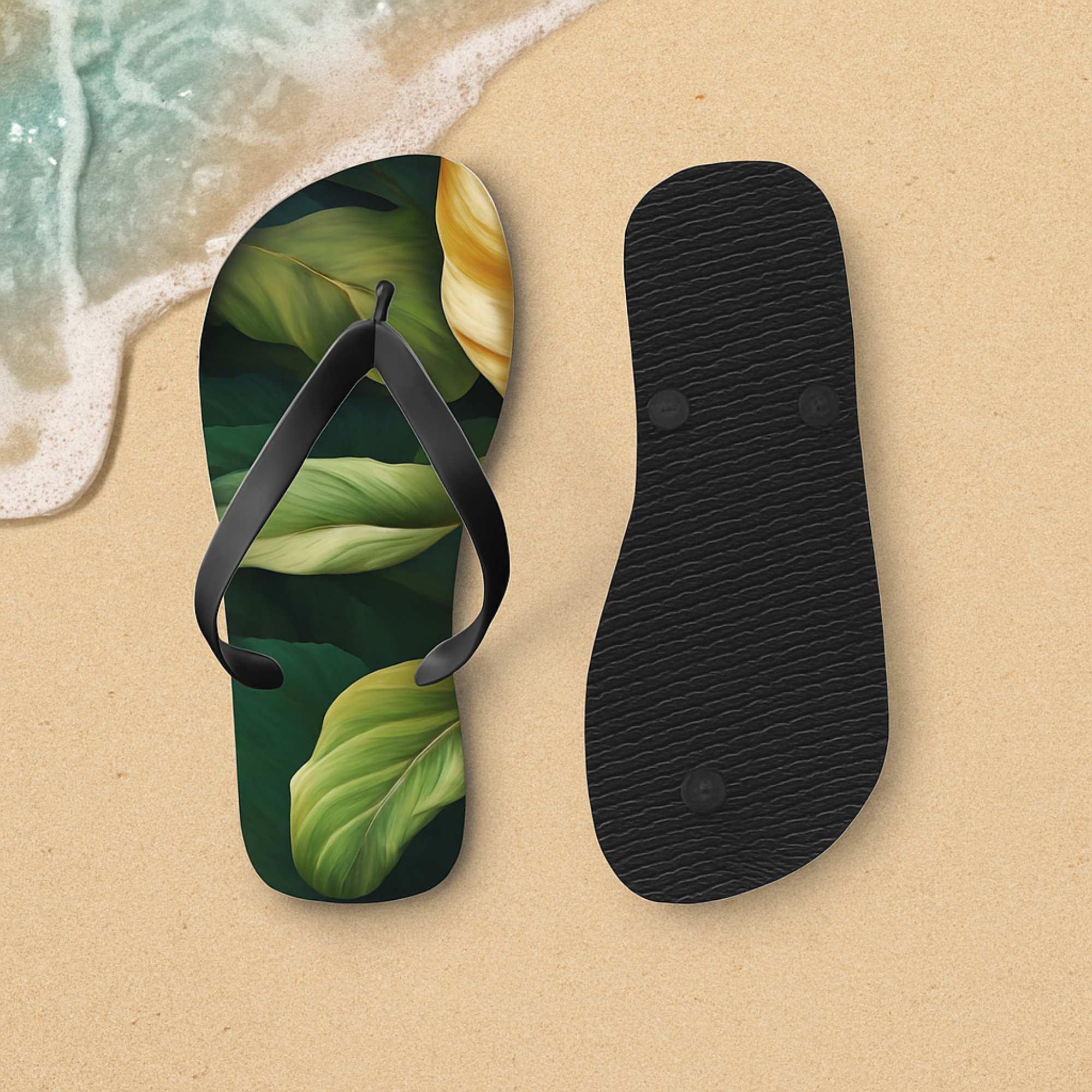 Tropical Forest Plant Flip Flops Botanical Leaf Design Sandals Jungle Vibe Footwear Unisex Beach Flip Flops for Summer or Vacation Gift product thumbnail image