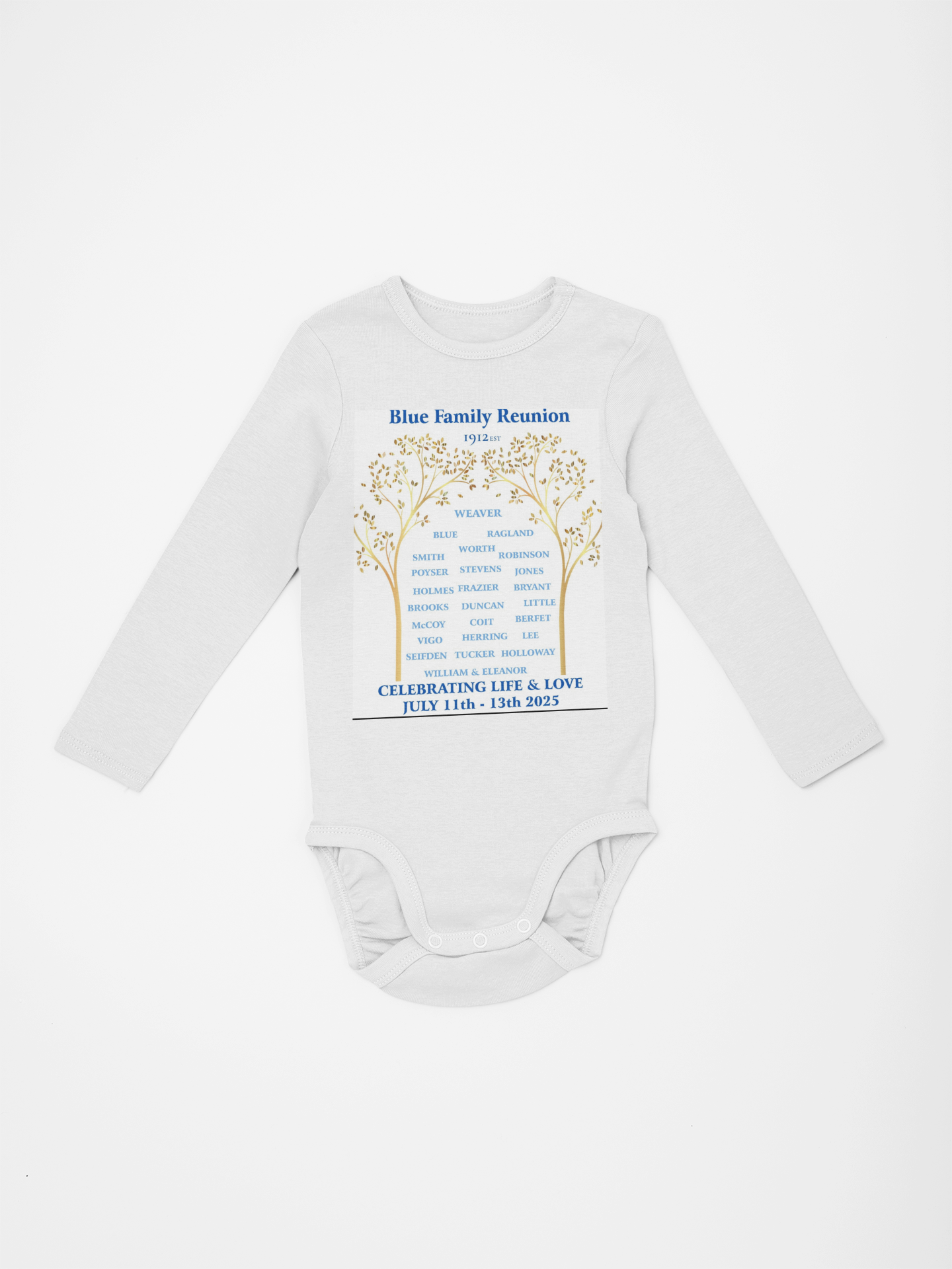 Family Tree Onesie - Gold & Blue Keepsake Design product thumbnail image Family Tree Onesie - Gold & Blue Keepsake Design product thumbnail image