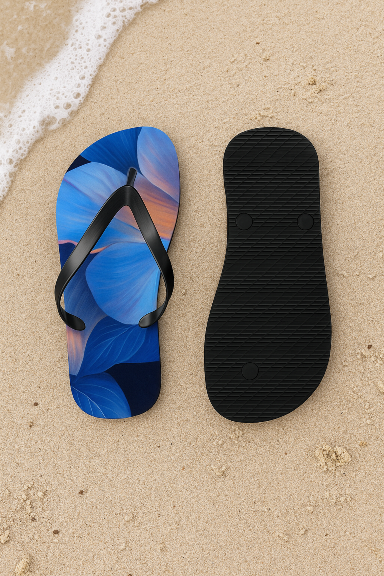 Blue Floral Summer Flip Flops Vibrant Abstract Beach Sandals Unisex Pool Slides Colorful Vacation Footwear for Men and Women product thumbnail image