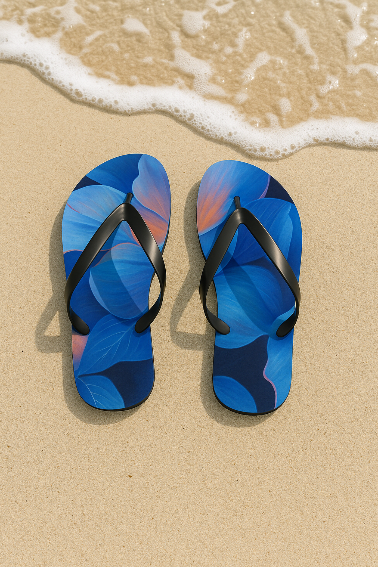 Blue Floral Summer Flip Flops Vibrant Abstract Beach Sandals Unisex Pool Slides Colorful Vacation Footwear for Men and Women product thumbnail image