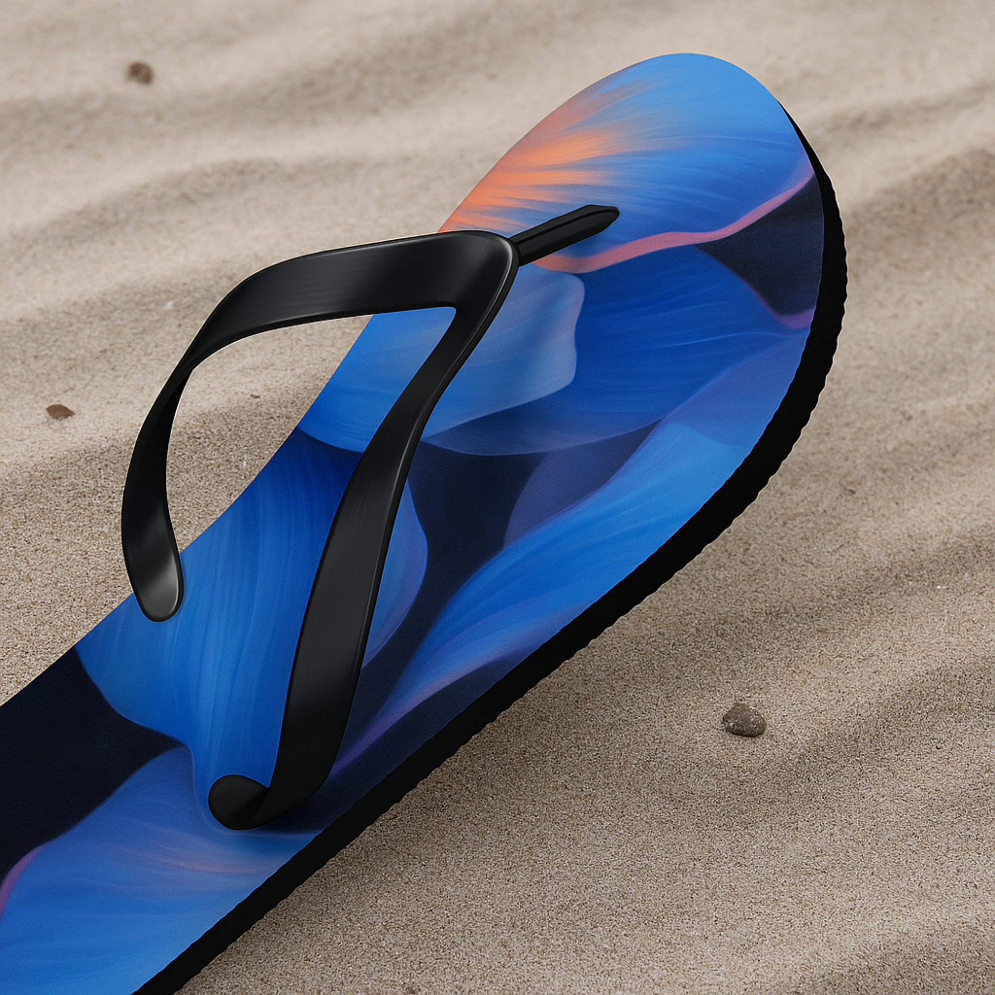 Blue Floral Summer Flip Flops Vibrant Abstract Beach Sandals Unisex Pool Slides Colorful Vacation Footwear for Men and Women product thumbnail image