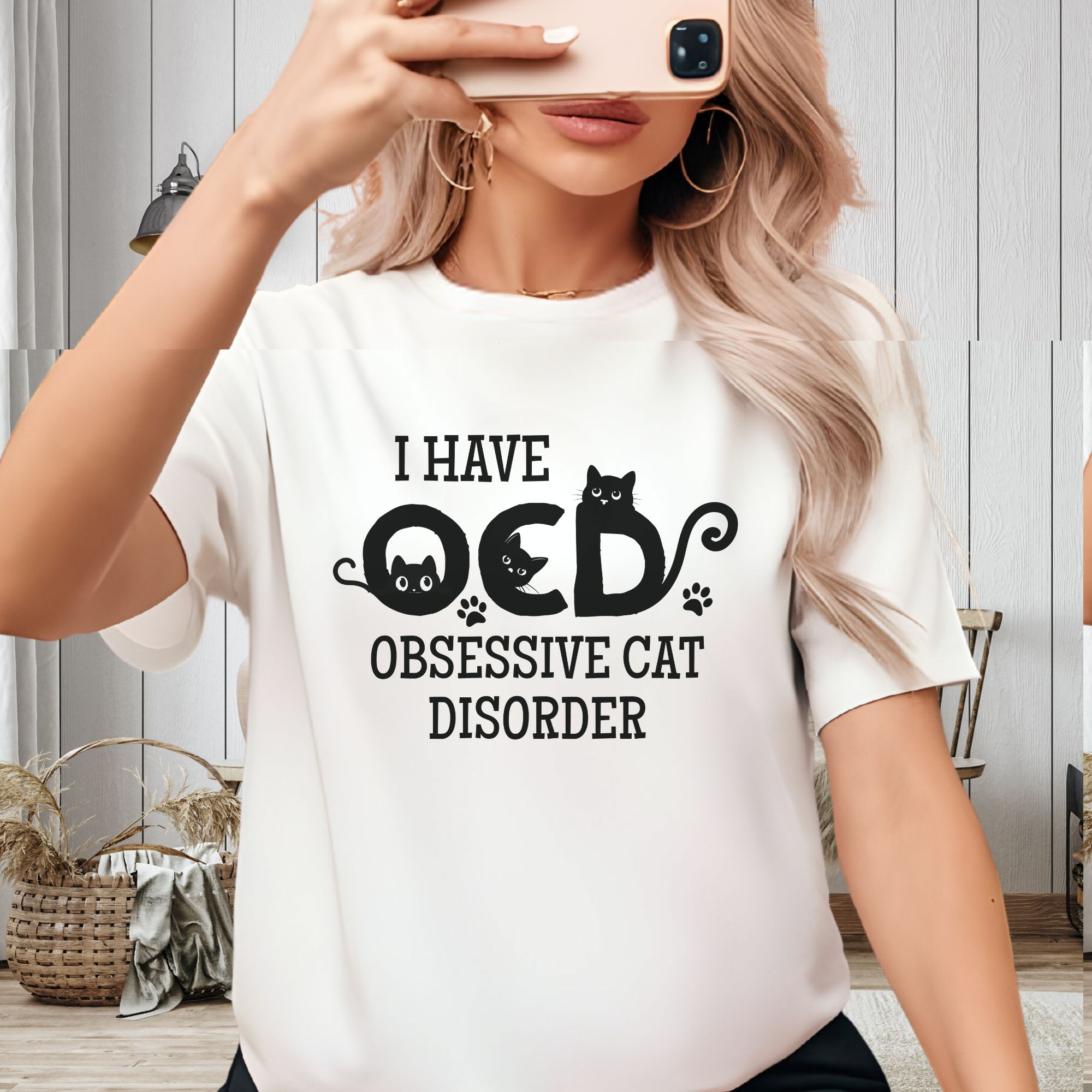 Funny I Have OCD-Obsessive Cat Disorder Tee product thumbnail image Funny I Have OCD-Obsessive Cat Disorder Tee product thumbnail image