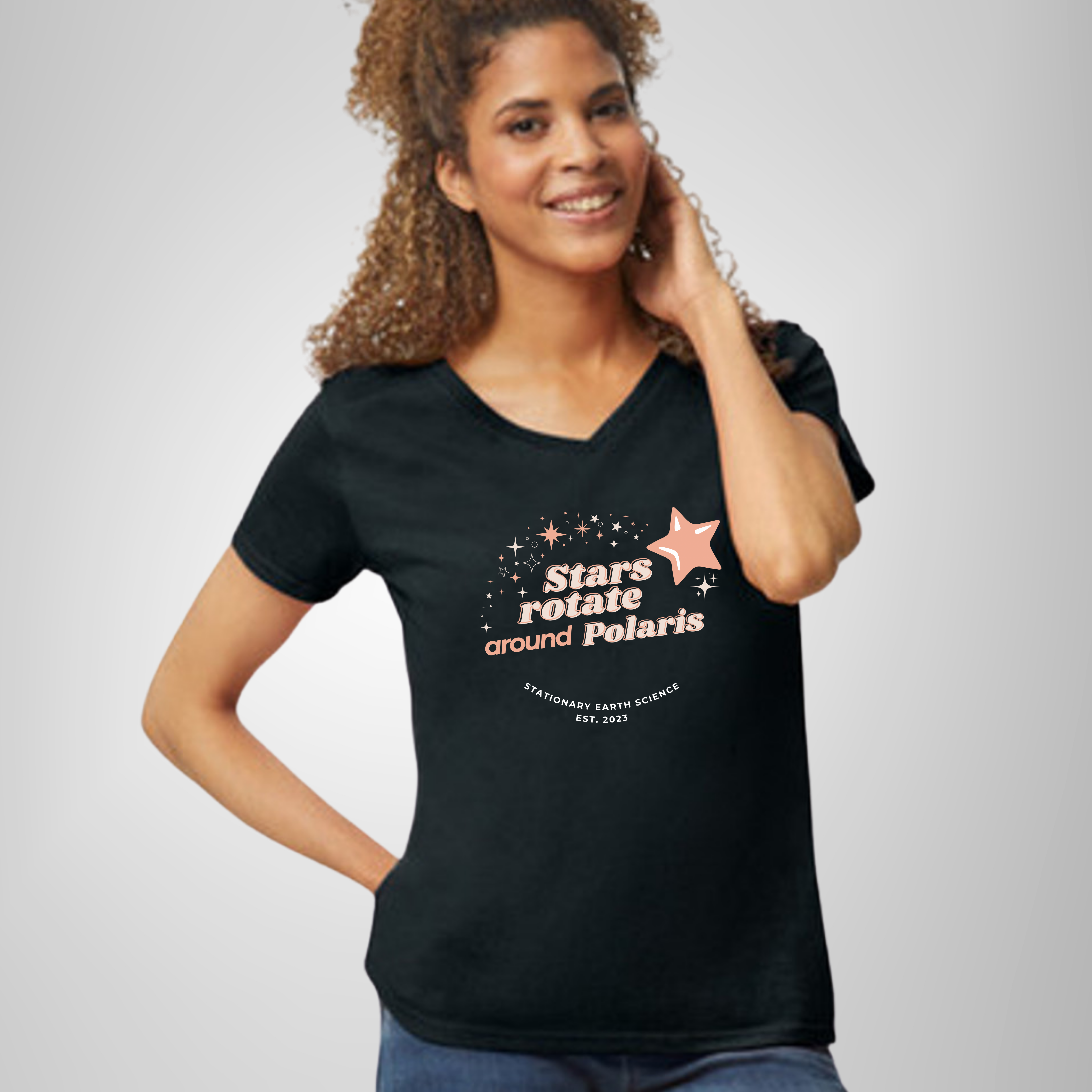 Polaris Women's V-Neck | True Earth Astronomy, Gift for Science Lovers, Stars Enthusiasts, Cosmic Apparel product thumbnail image Polaris Women's V-Neck | True Earth Astronomy, Gift for Science Lovers, Stars Enthusiasts, Cosmic Apparel product thumbnail image