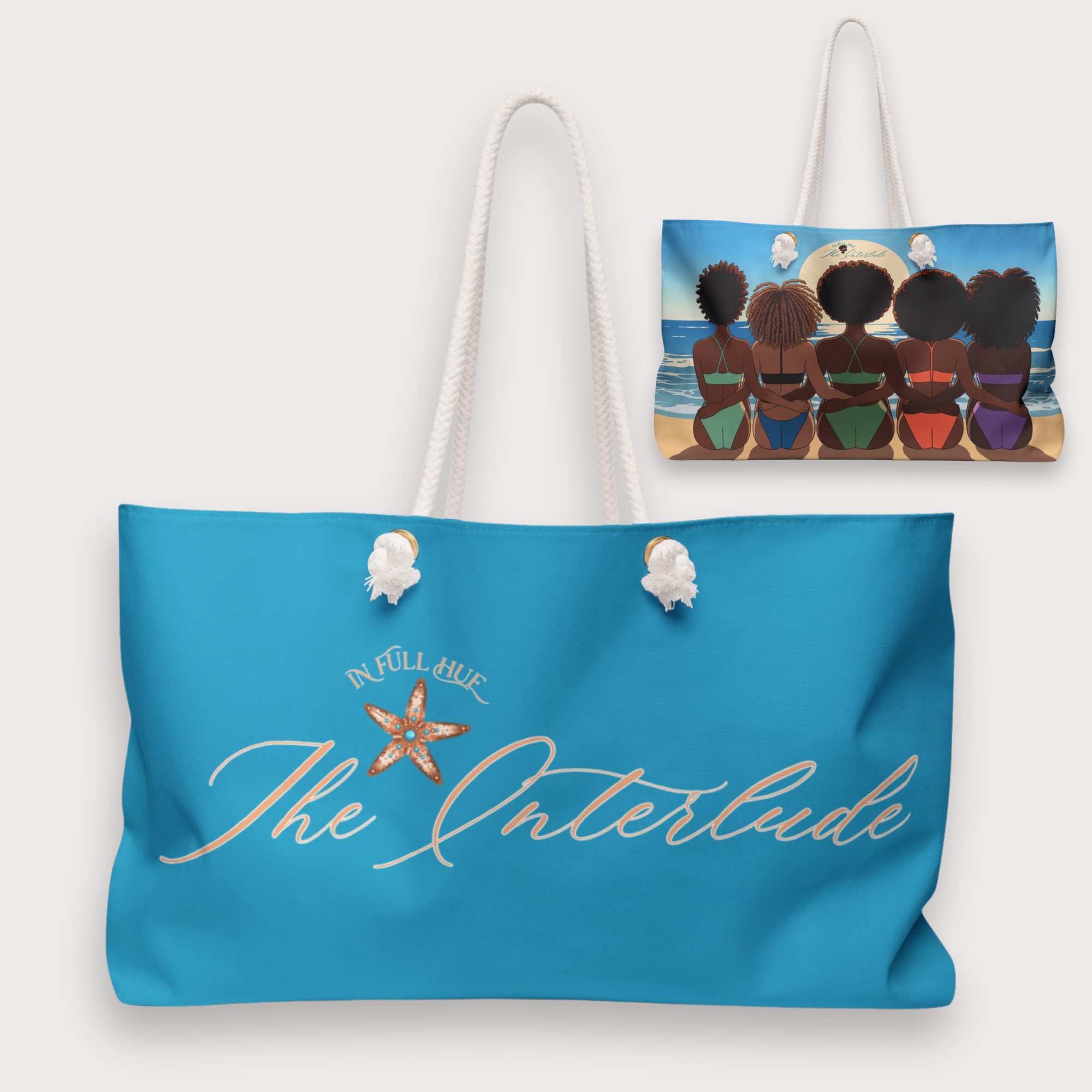 In Full Hue | The Interlude: Jeweled Starfish Stylish Weekender Beach Bag in Turquoise ~ Vacation | Summer Vibe product thumbnail image