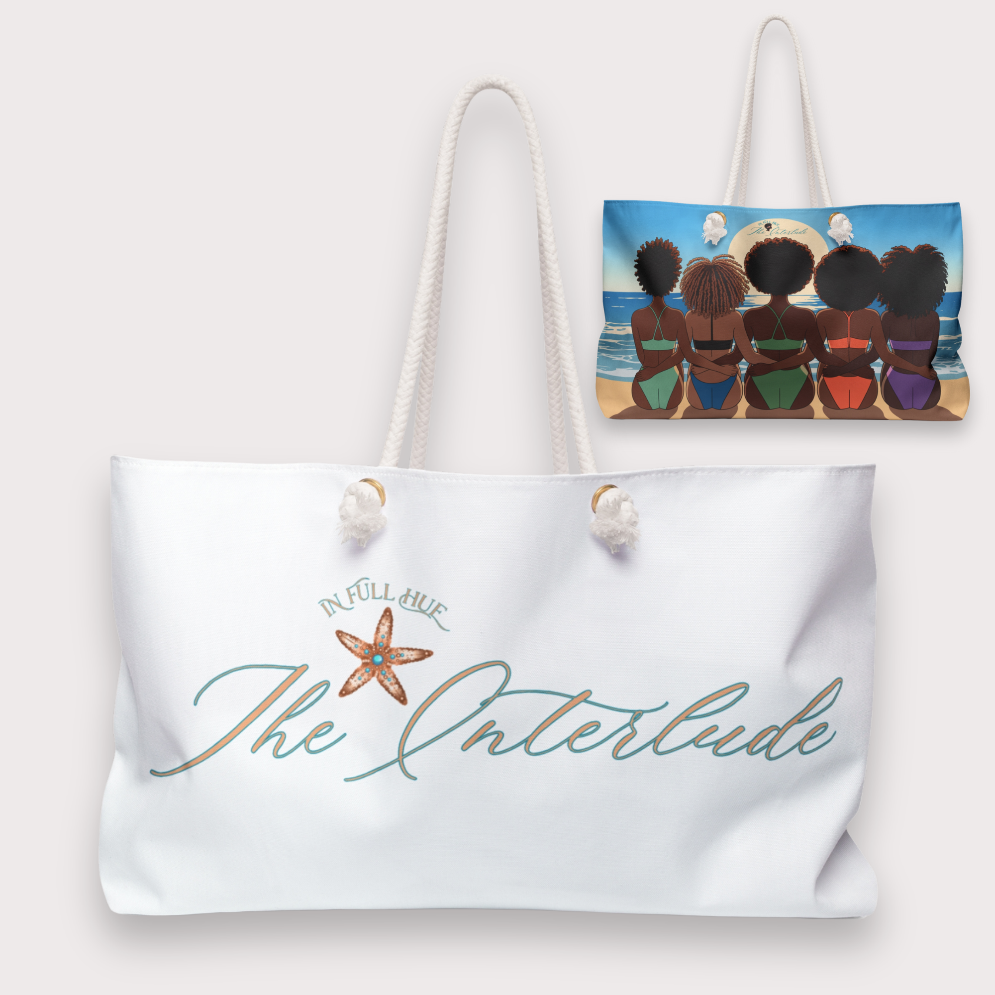 In Full Hue | The Interlude: Jeweled Starfish Stylish Weekender Beach Bag in White ~ Vacation | Summer Vibe