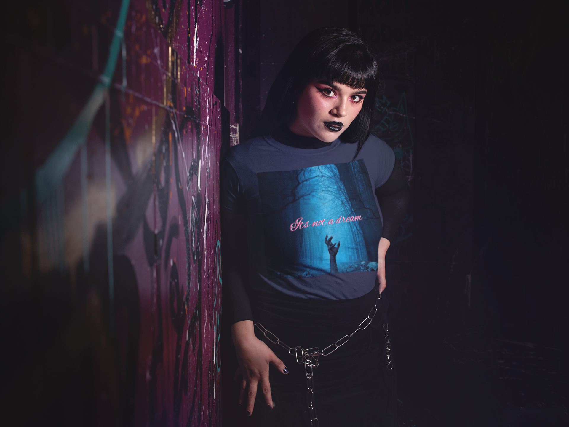 Spooky Forest Graphic Tee - It's Not a Dream, Goth Shirt, Unisex Halloween Apparel, Edgy Fashion, Unique Gift Idea product thumbnail image