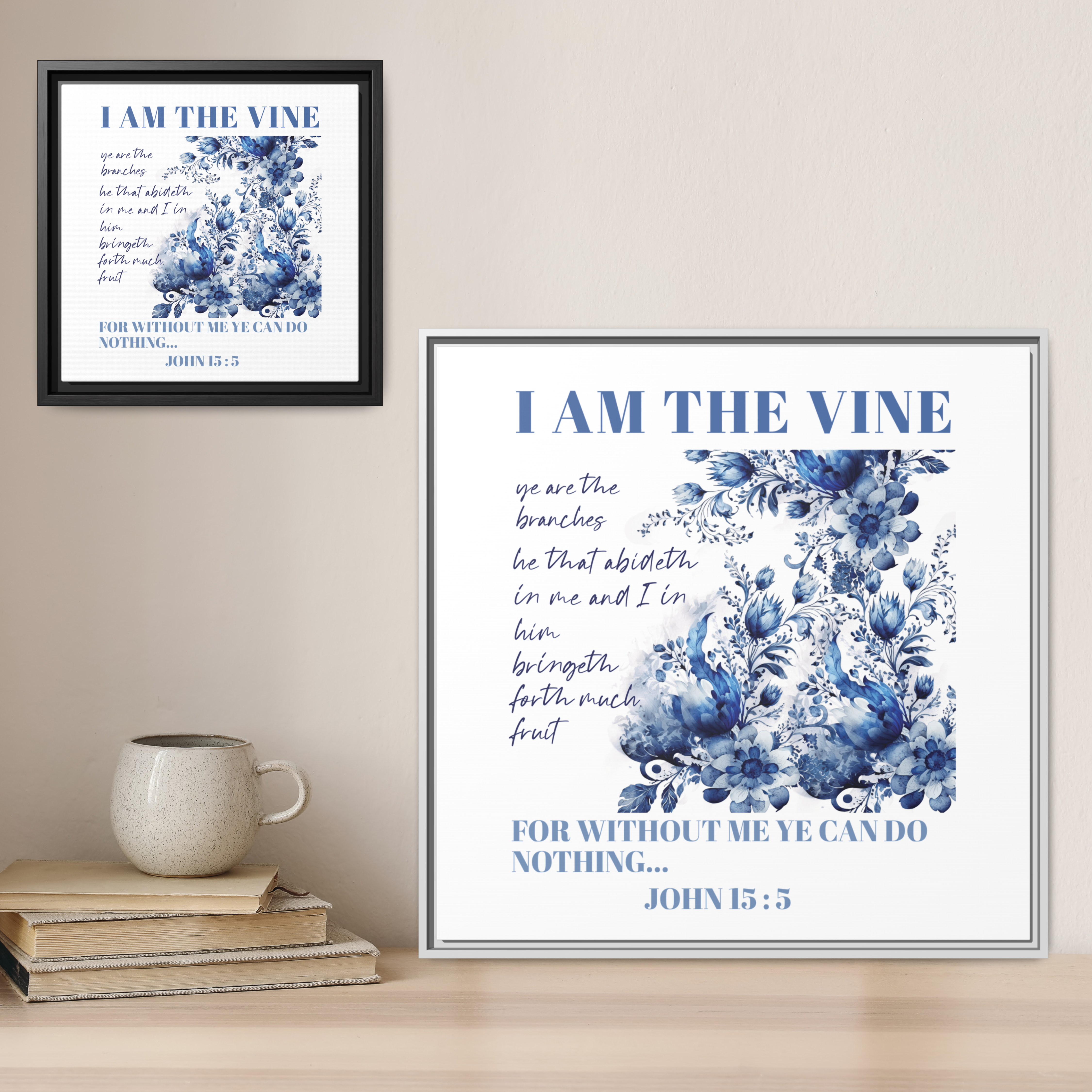 I Am The Vine Canvas Wall Art Print , Vintage Poster Modern Scripture Bible Verse Wall Art Christian Home Decor Faith Poster John 15:5 