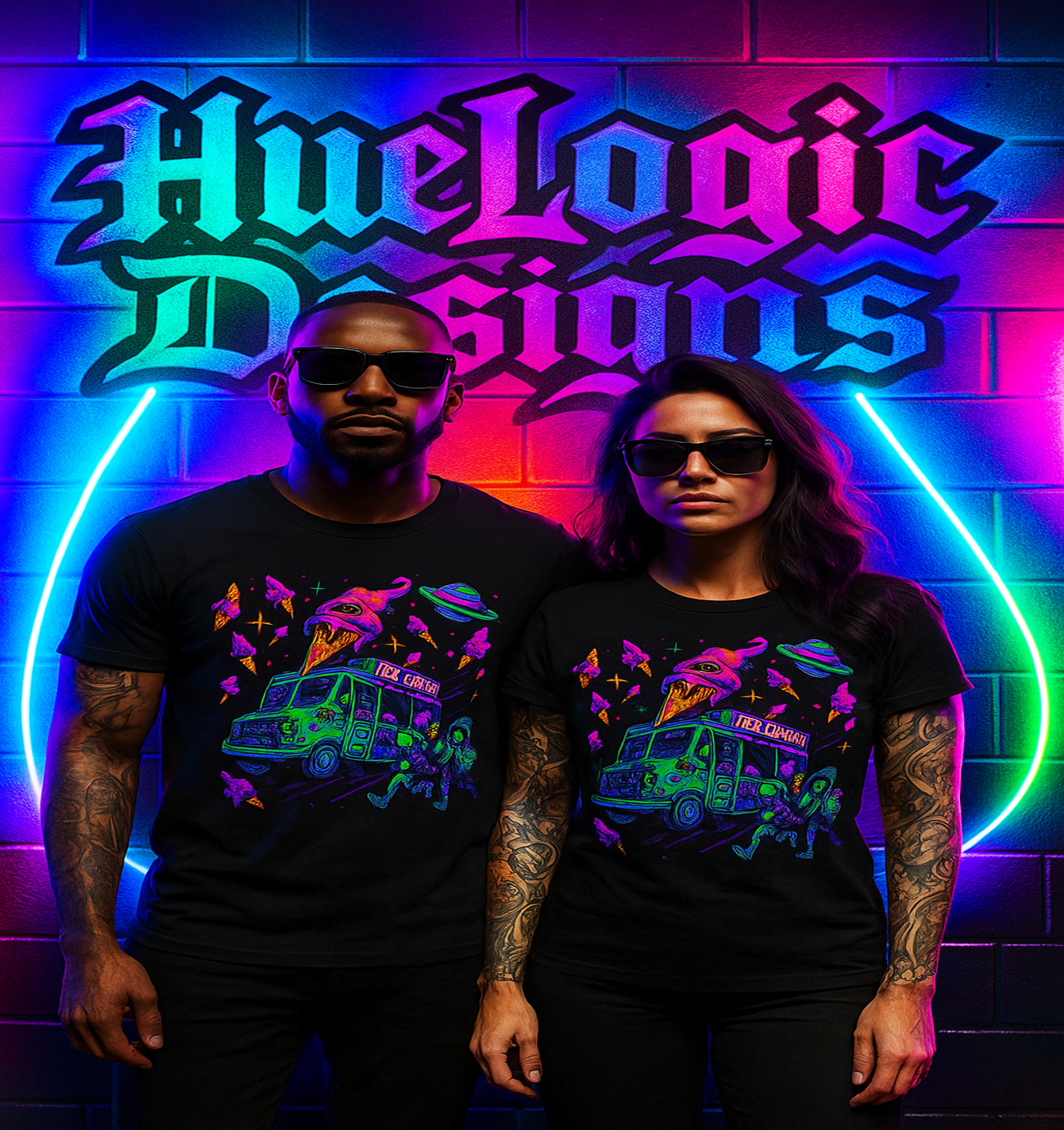 Trippy Alien Ice Cream Truck T-Shirt | Rave EDM Festival Shirt | Psychedelic Neon Tee