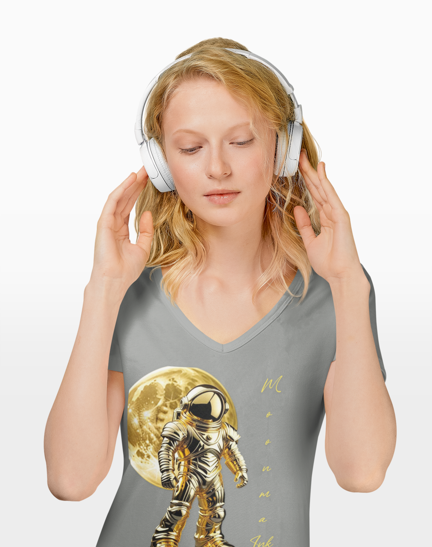 Moonman Ink Astronaut V-Neck Tee product thumbnail image Moonman Ink Astronaut V-Neck Tee product thumbnail image