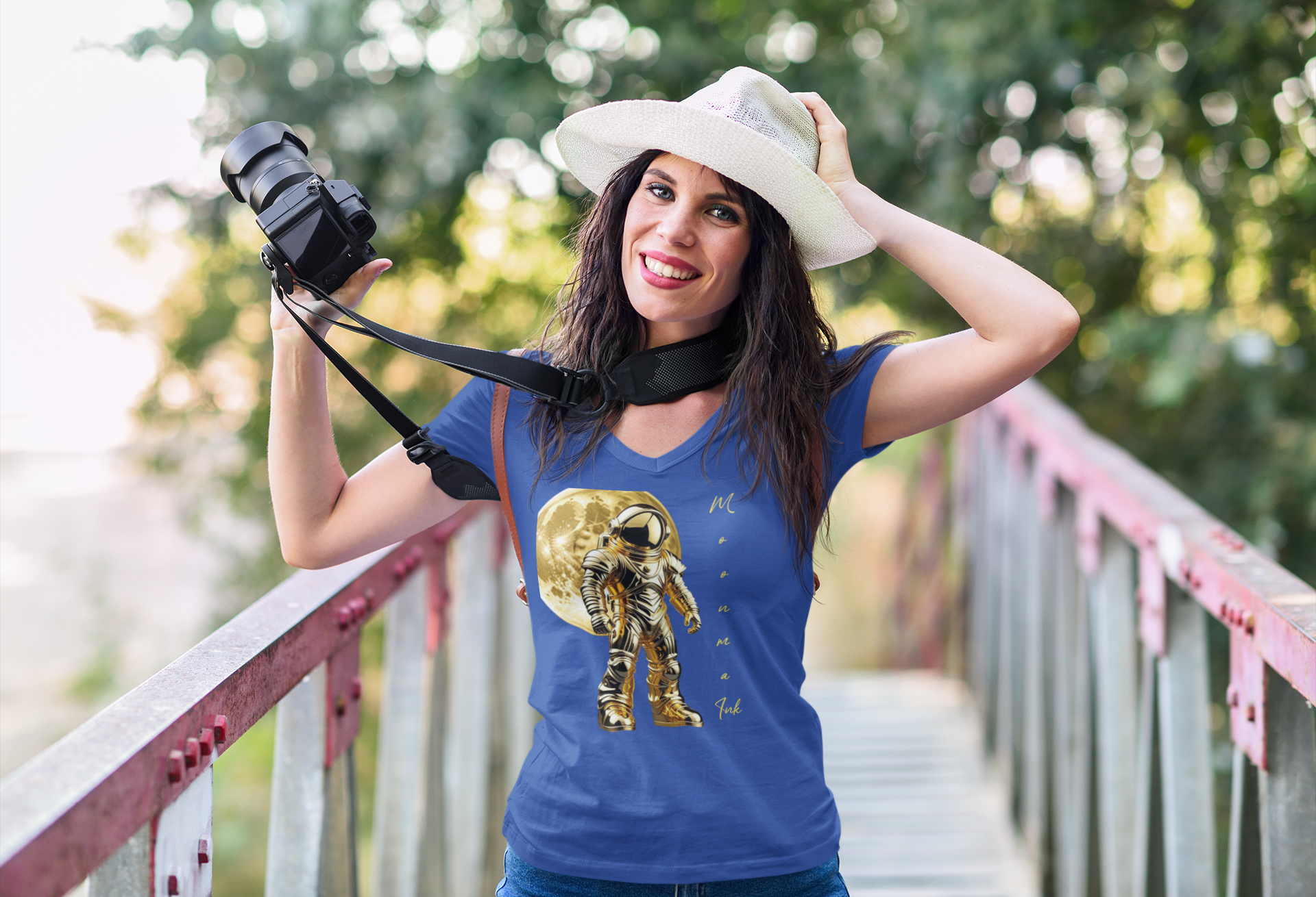 Moonman Ink Astronaut V-Neck Tee product thumbnail image Moonman Ink Astronaut V-Neck Tee product thumbnail image