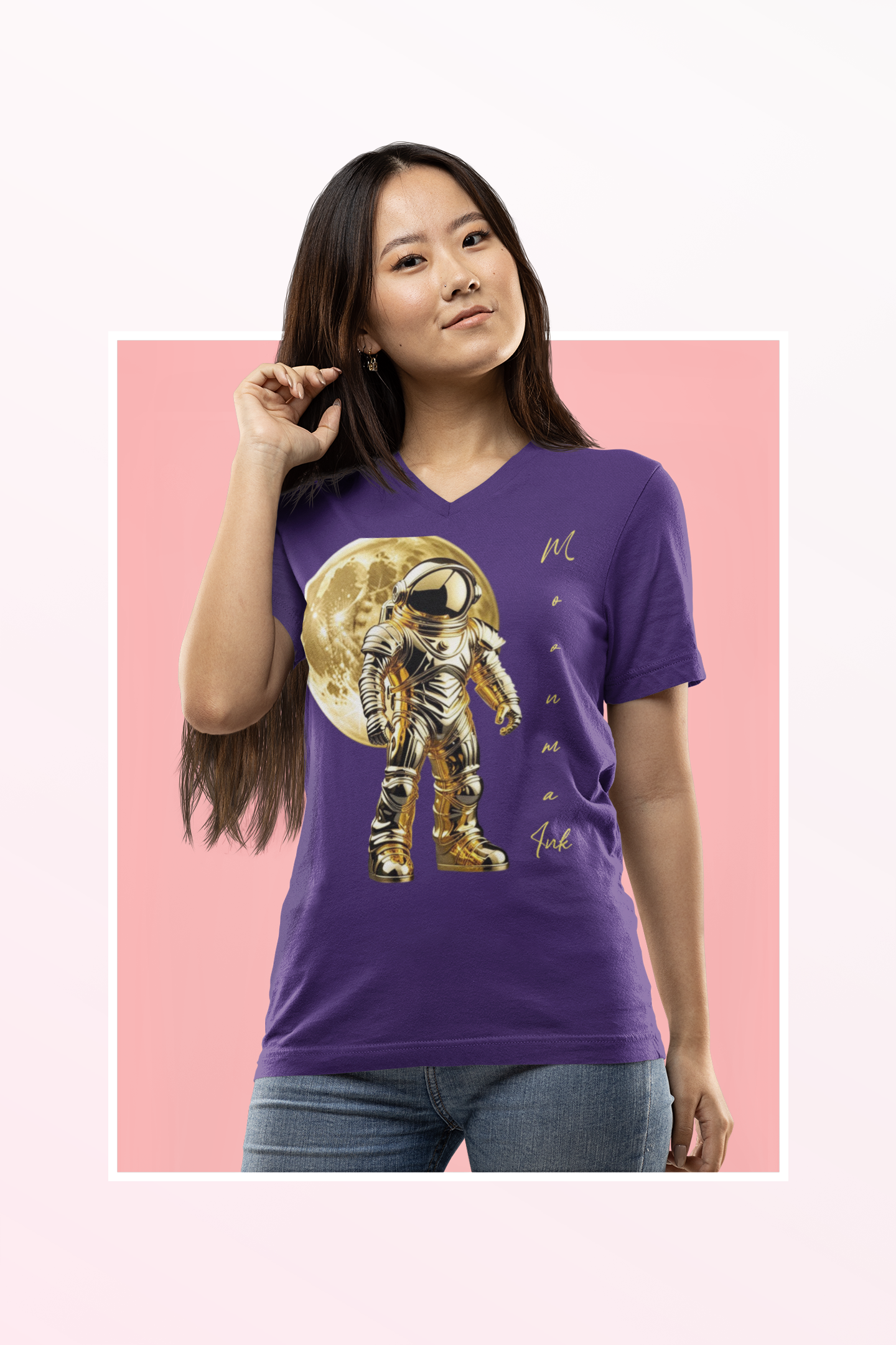 Moonman Ink Astronaut V-Neck Tee product thumbnail image Moonman Ink Astronaut V-Neck Tee product thumbnail image