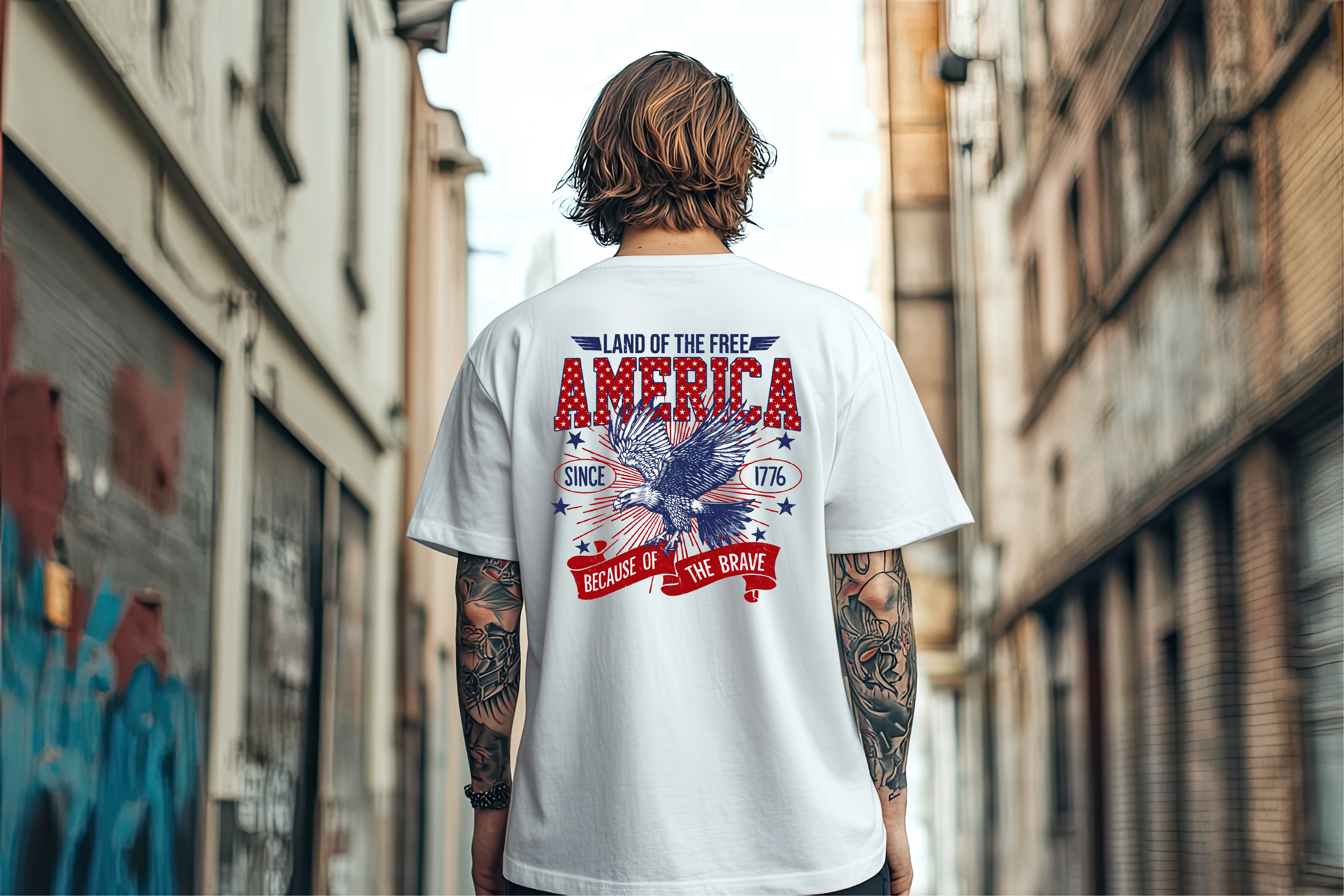 "Land of the Free Eagle,"Unisex Softstyle Tee, 4th of July, Independence Day Apparel  product thumbnail image  "Land of the Free Eagle,"Unisex Softstyle Tee, 4th of July, Independence Day Apparel  product thumbnail image