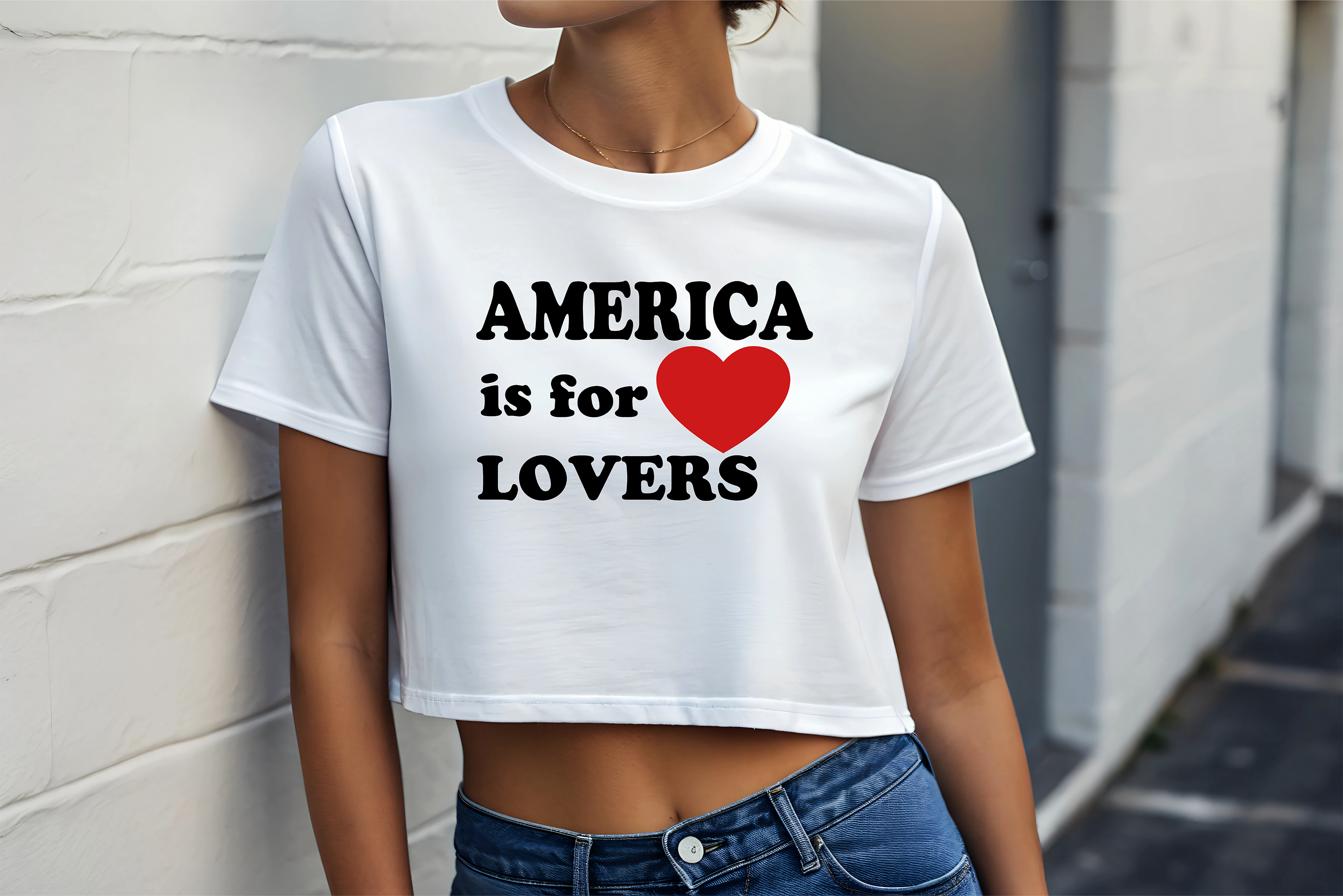 "America is for Lovers" Crop Tee, Fashion Forward, Independence Day Apparel, Fourth of July product thumbnail image "America is for Lovers" Crop Tee, Fashion Forward, Independence Day Apparel, Fourth of July product thumbnail image