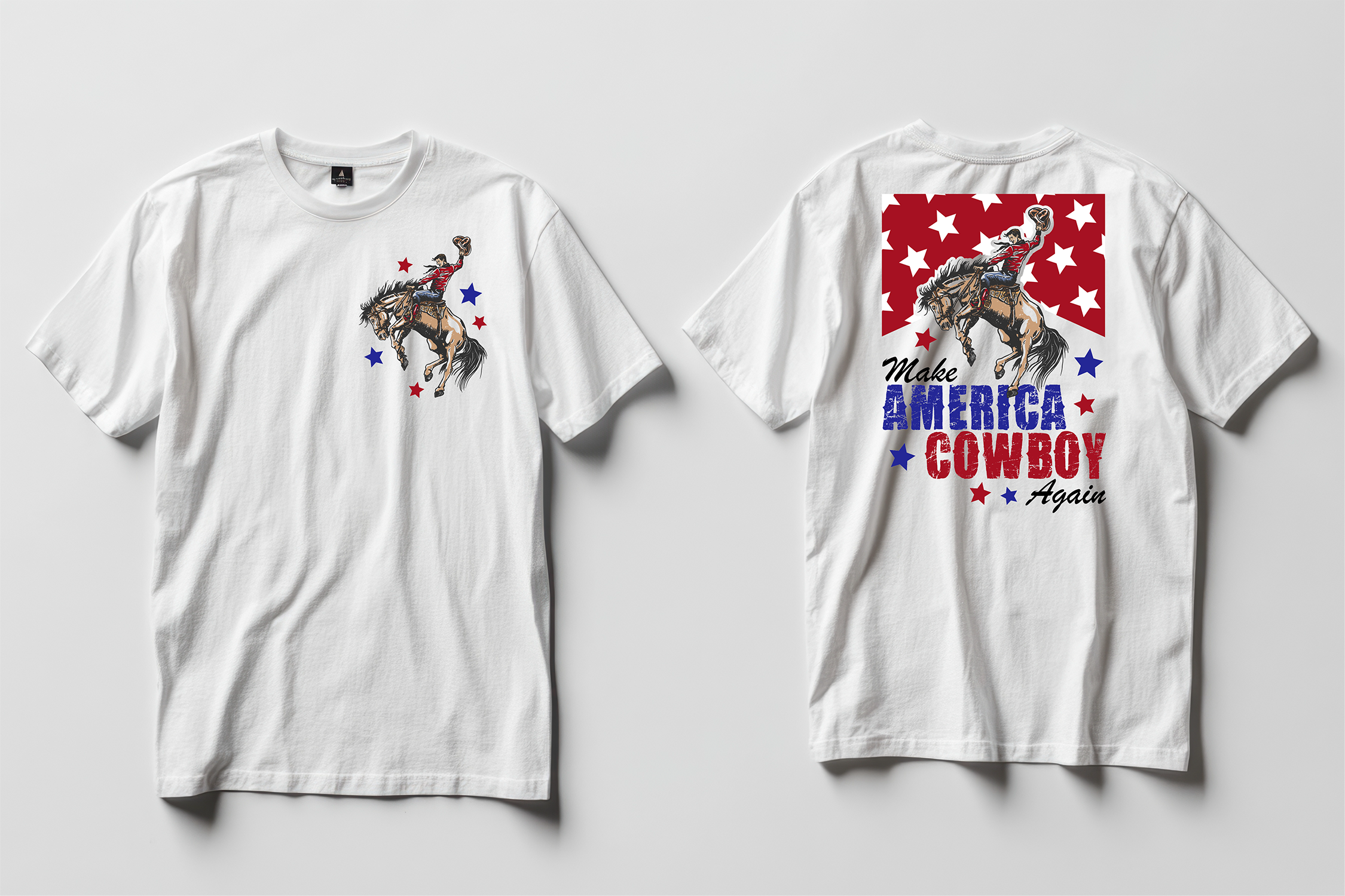 "Make America Cowboy Again," Unisex Softstyle Tee, Fourth of July, Patriotic, Cowboy, Independence Day Apparel product thumbnail image "Make America Cowboy Again," Unisex Softstyle Tee, Fourth of July, Patriotic, Cowboy, Independence Day Apparel product thumbnail image