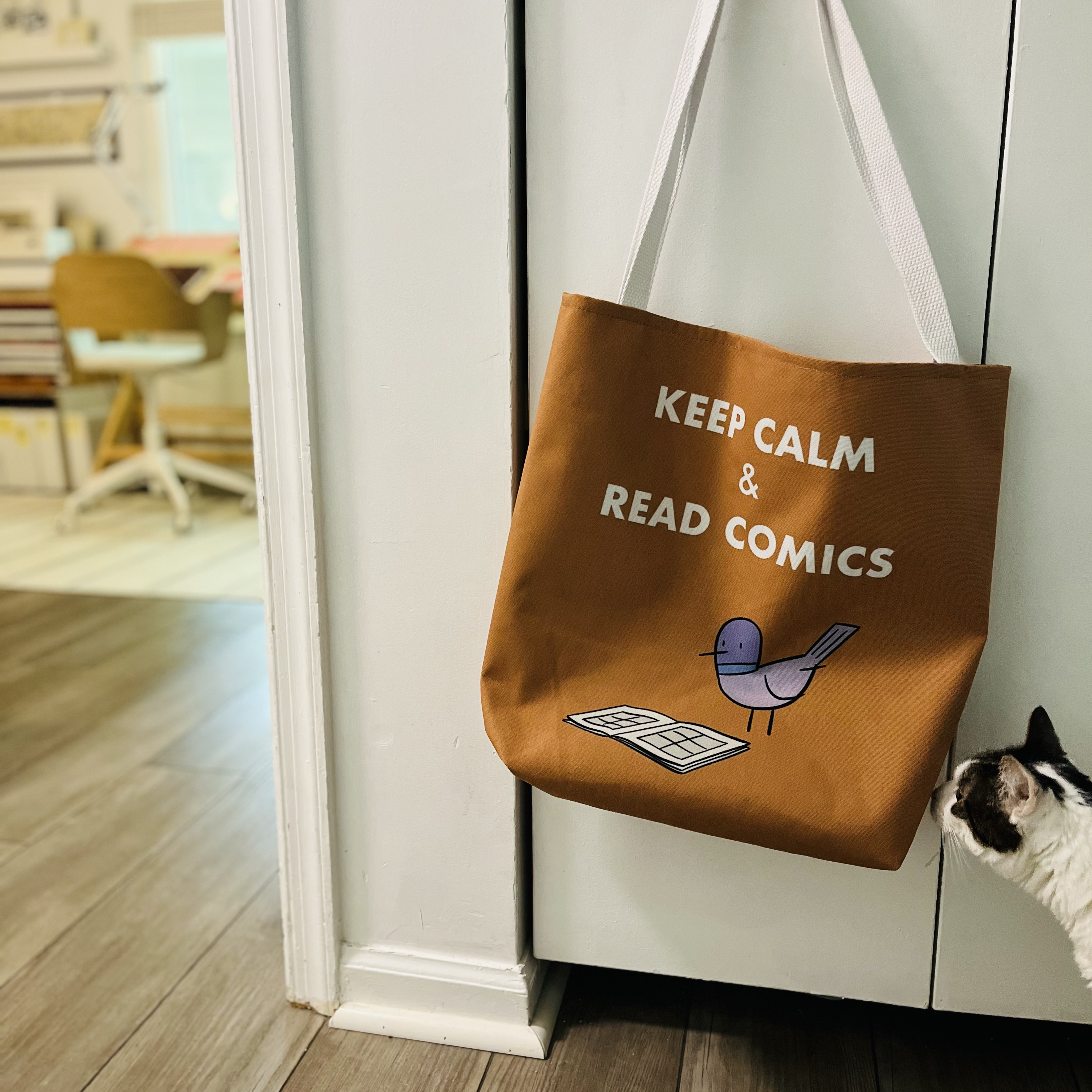 Keep Calm and Read Comics Pigeon Tote