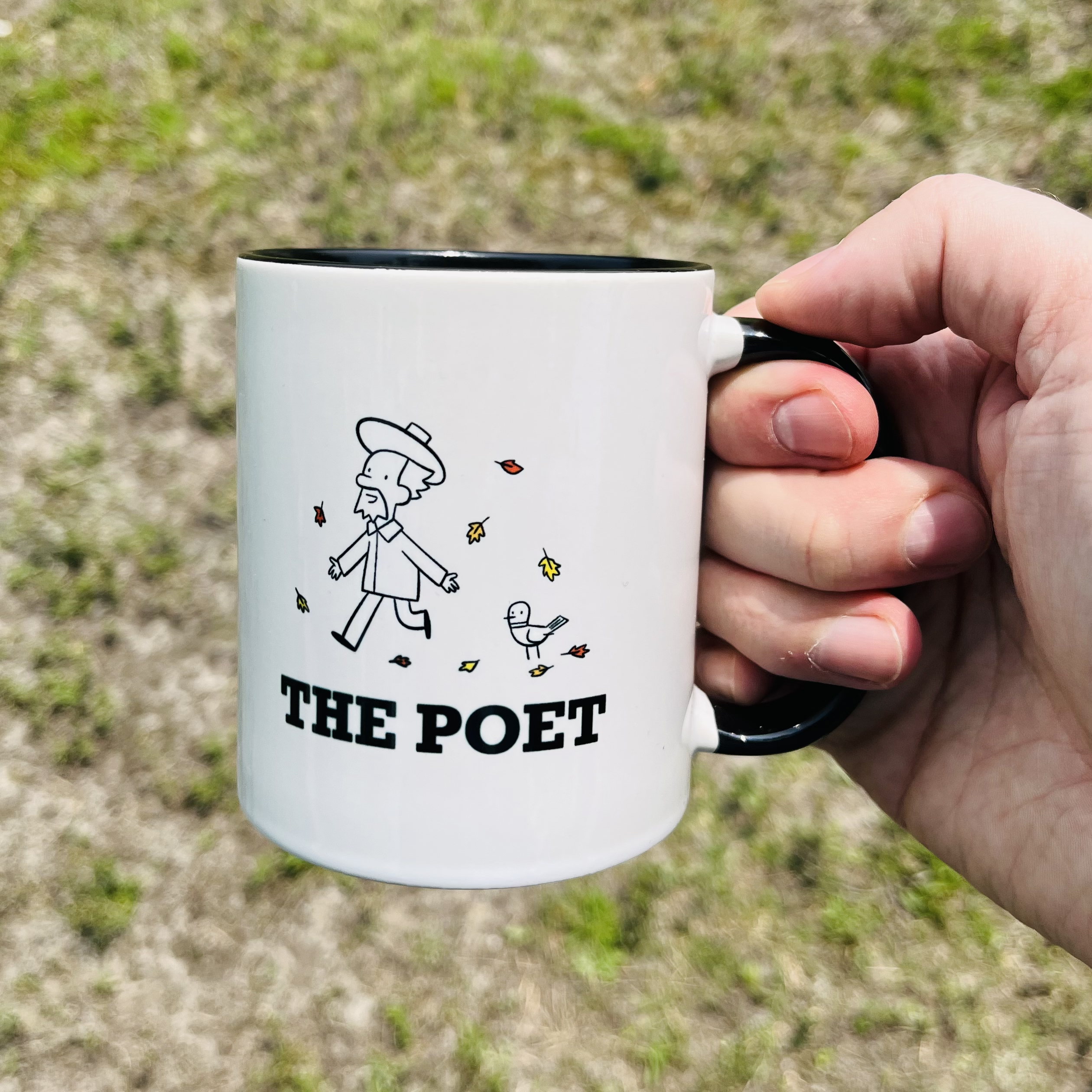 Coffee Mug - Poet and Pigeon with Falling Leaves Design product thumbnail image Coffee Mug - Poet and Pigeon with Falling Leaves Design product thumbnail image